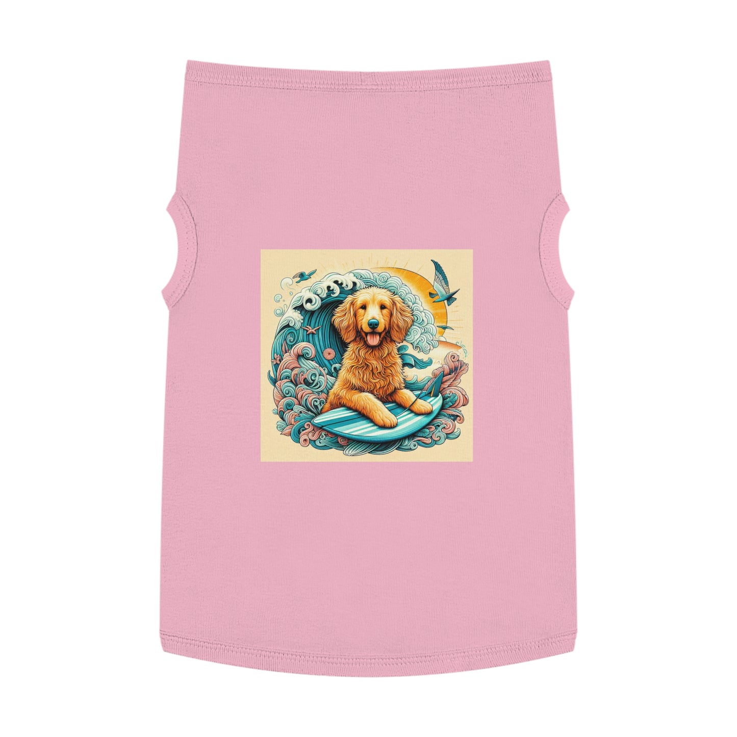Pet Tank Golden Doodle blue waves t shirt Pets Printify XL Pink