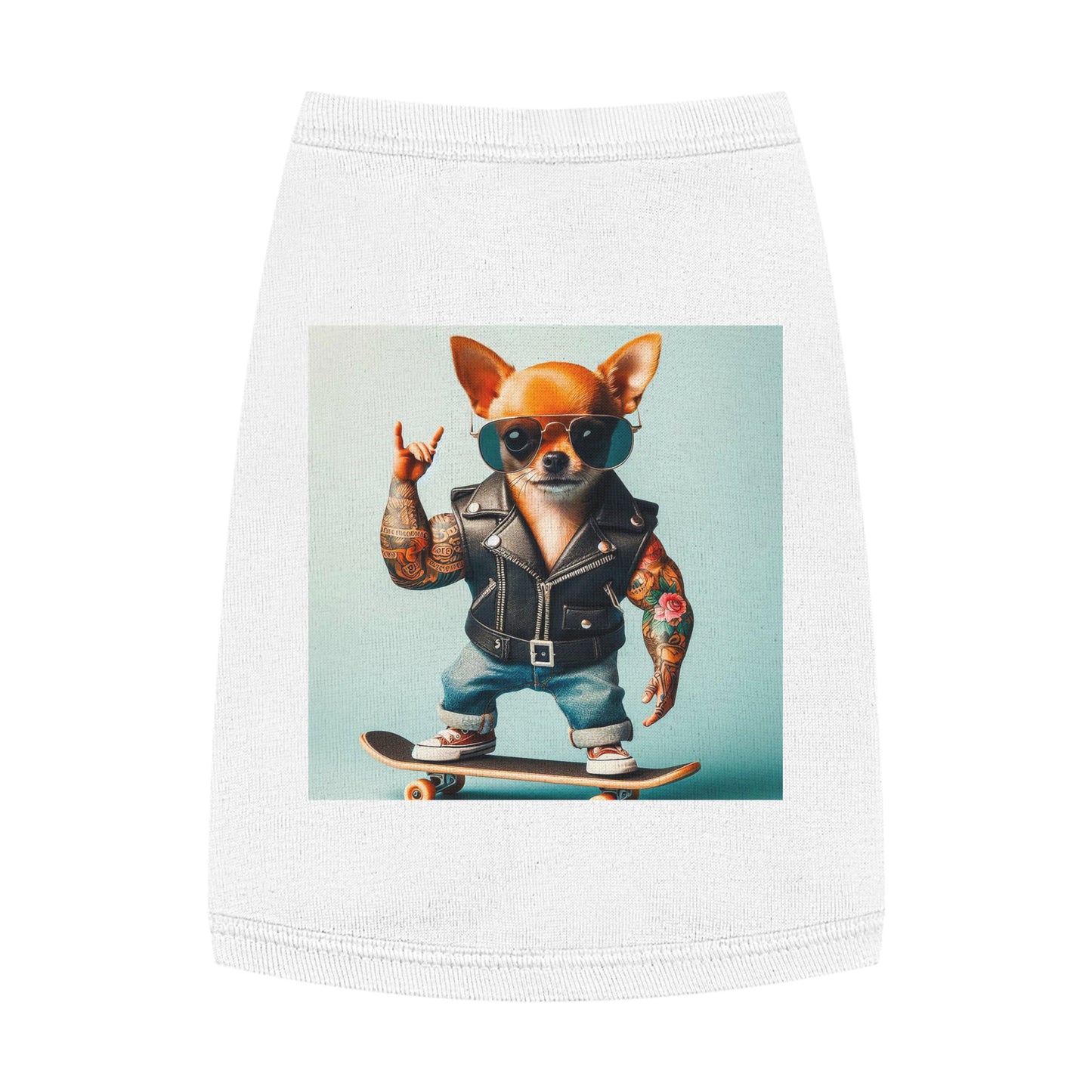 Pet Tank Top Chihuahua skating t shirt Pets Printify