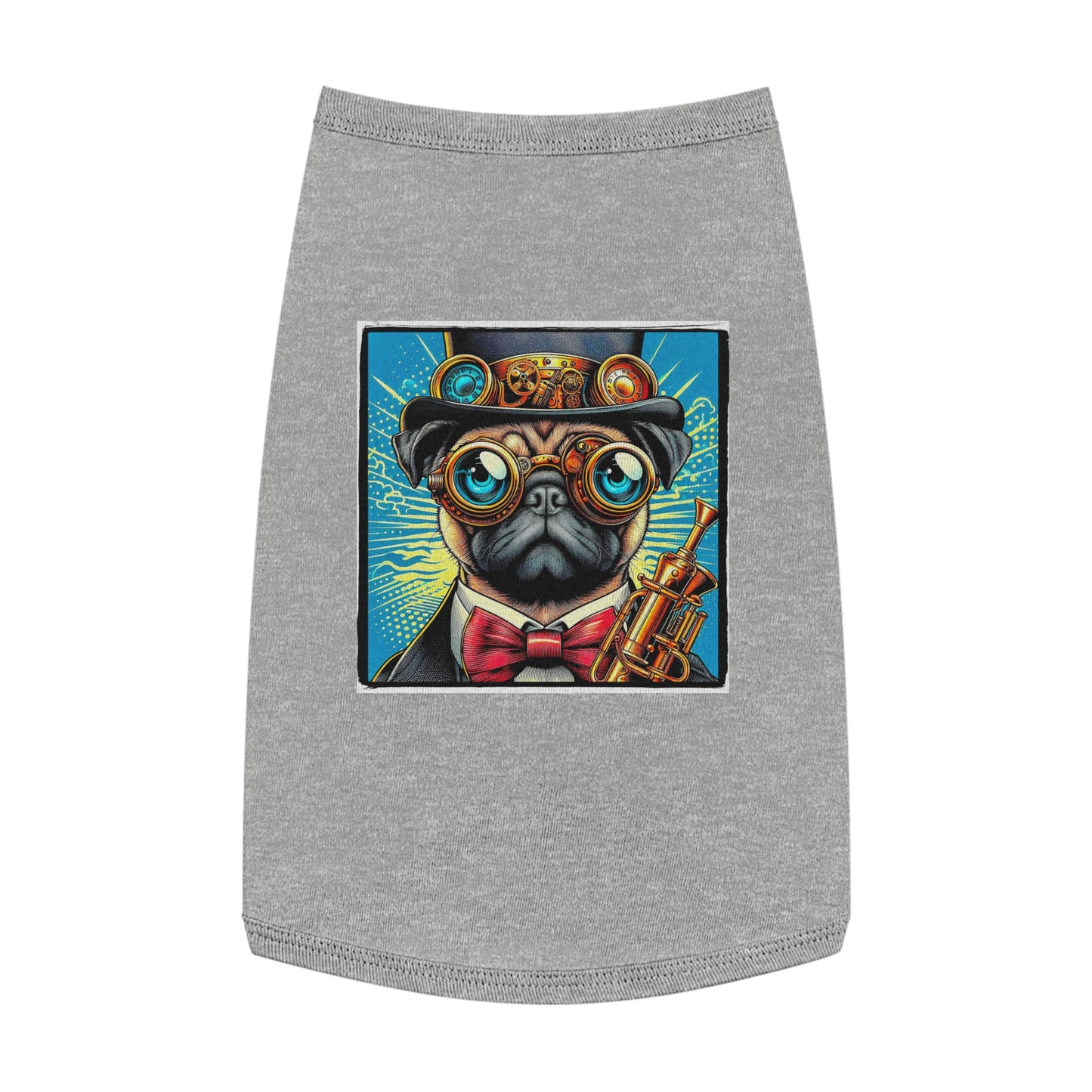 Pet Tank Top Pug steam punk cutie Pets Printify L Heather