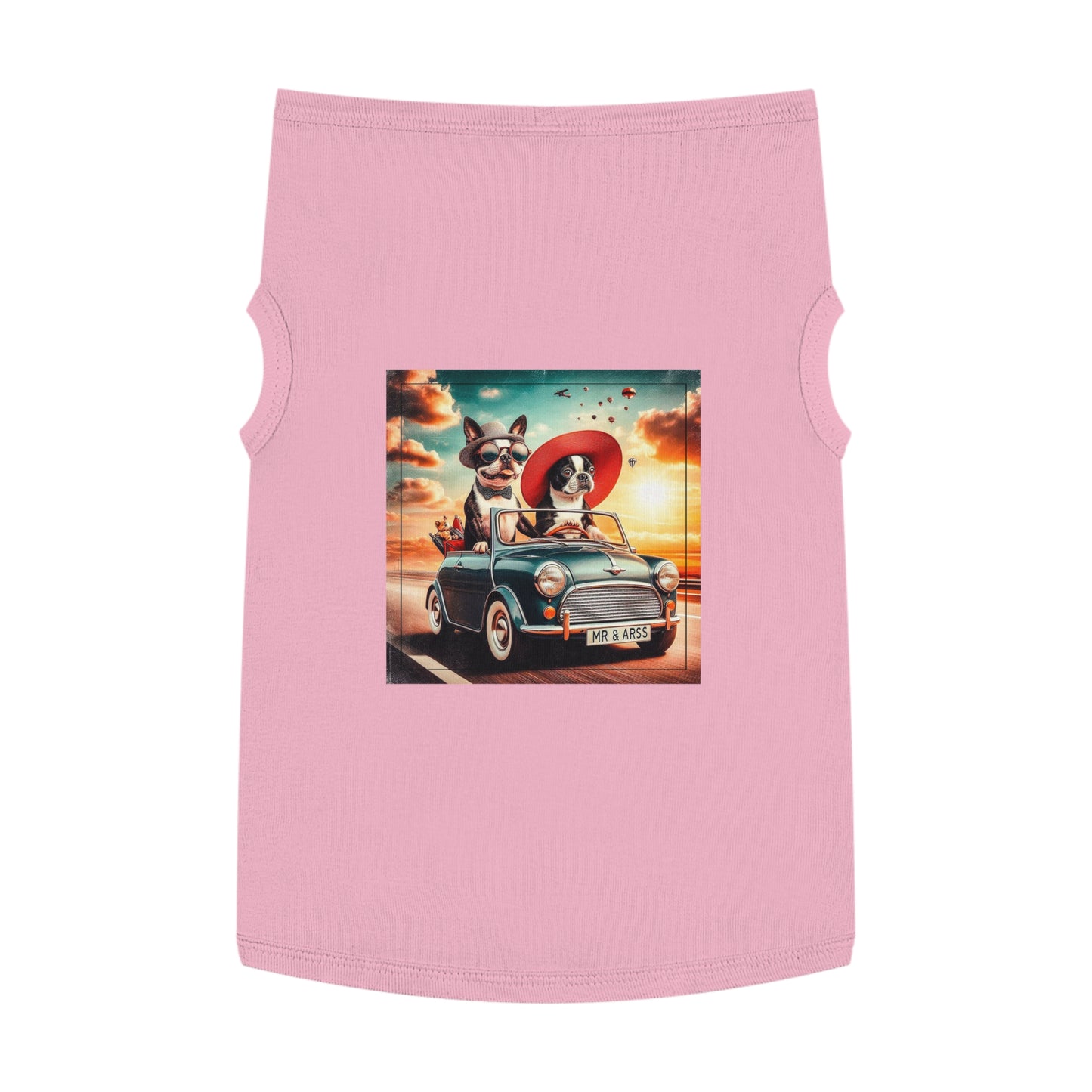 Wacky Boston Terrier Dog Driving in Car Tank Top For Pet Pets Printify XL Pink
