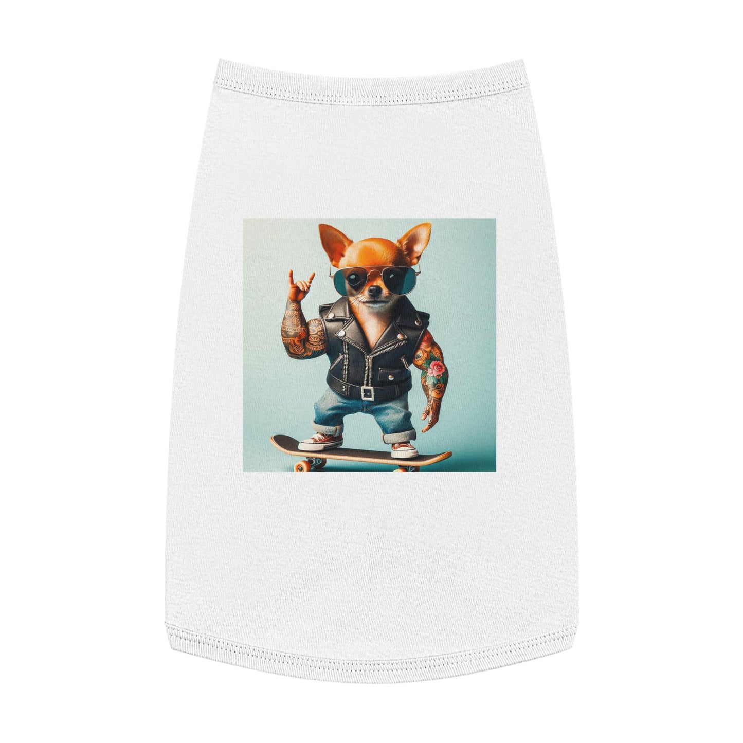 Pet Tank Top Chihuahua skating t shirt Pets Printify L White