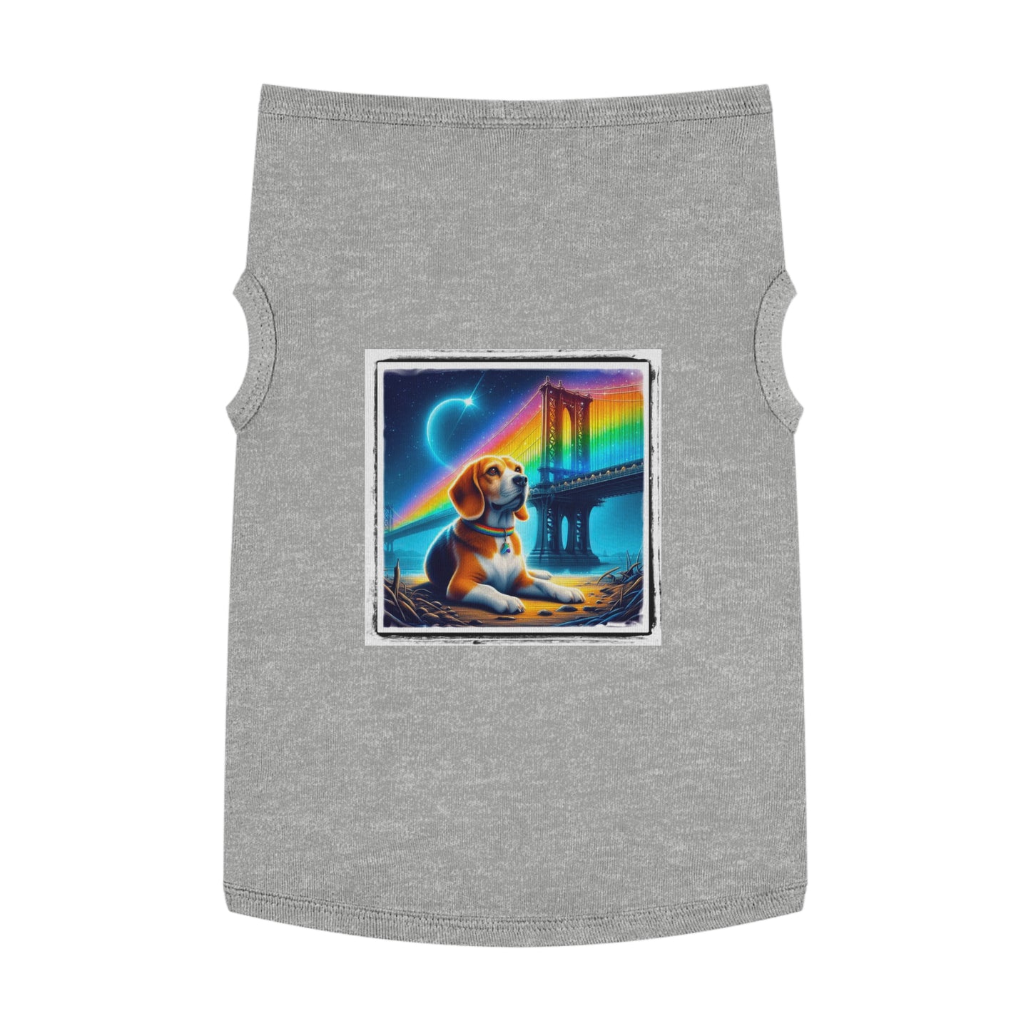 Pet Tank Top Beagle Rainbow Bridge Night Pets Printify XL Heather