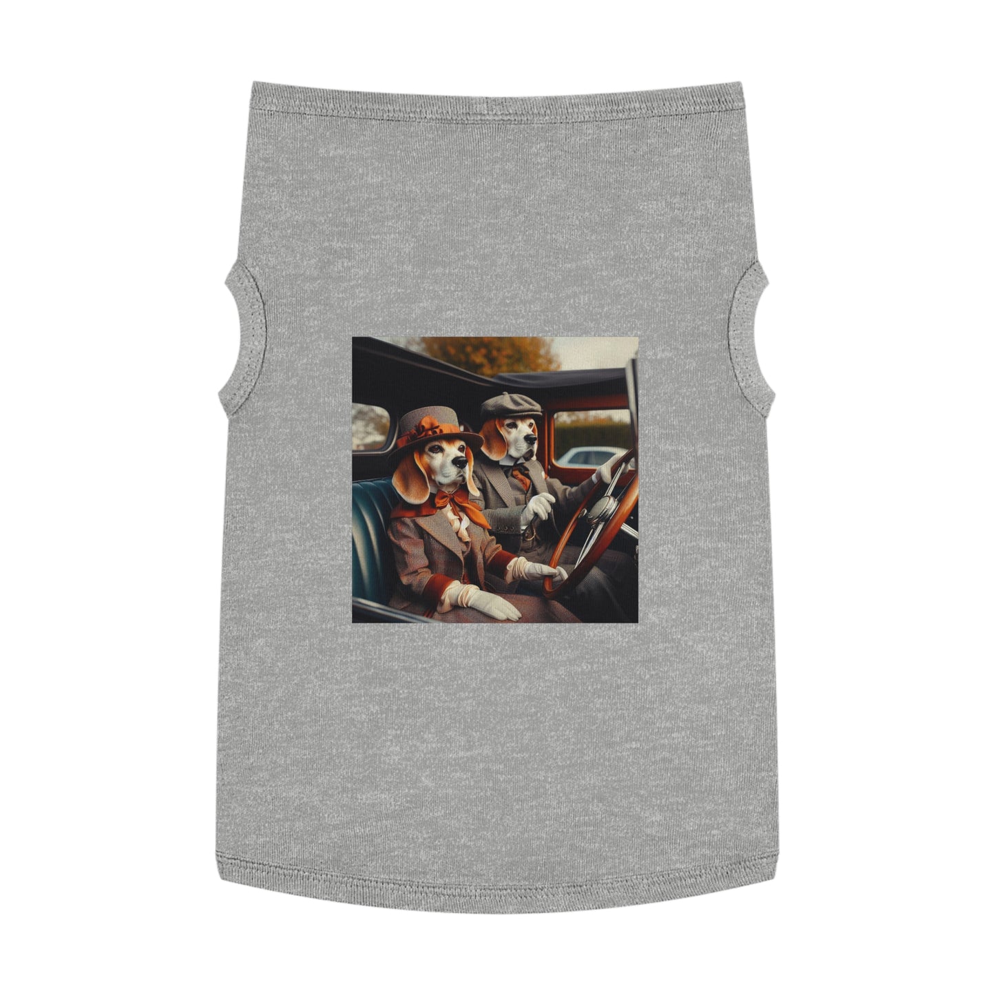 Pet Tank Top Wacky Beagle Dogs In Old Time Car Pets Printify XL Heather