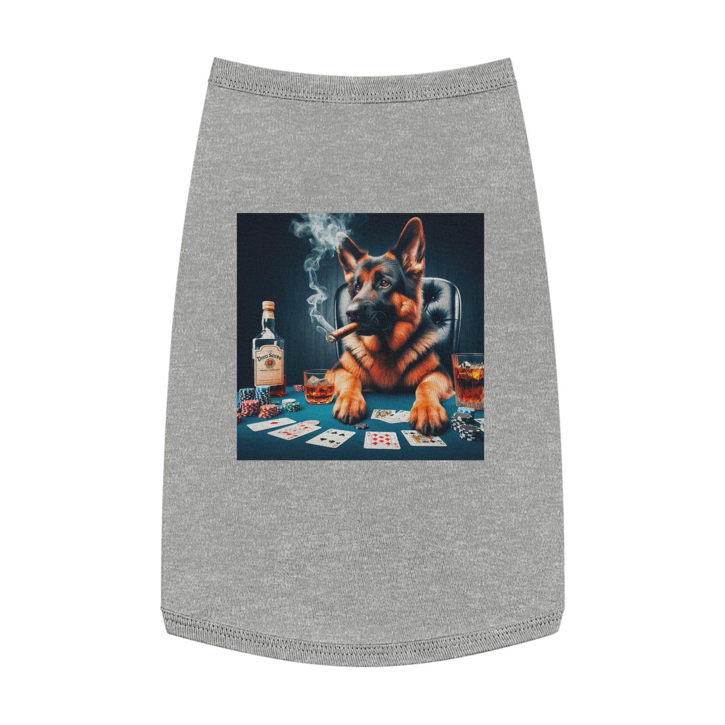 German Shepherd poker player shirt Pets Printify L Heather