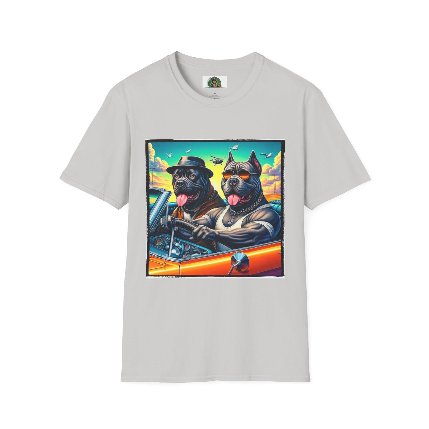Cane Corso Dogs In Car TShirt T-Shirt Printify S Ice Grey