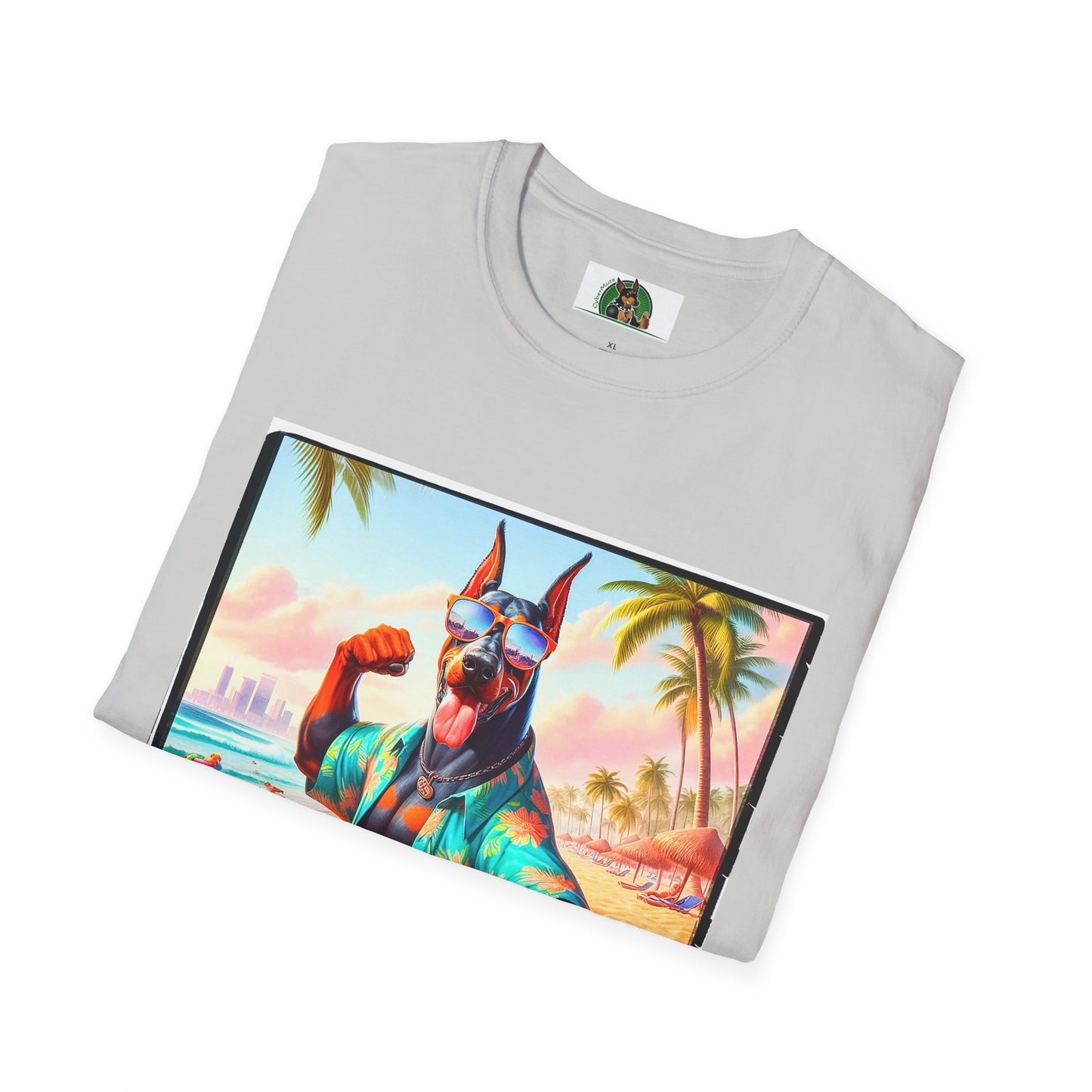 Doberman beach hunk t shirt