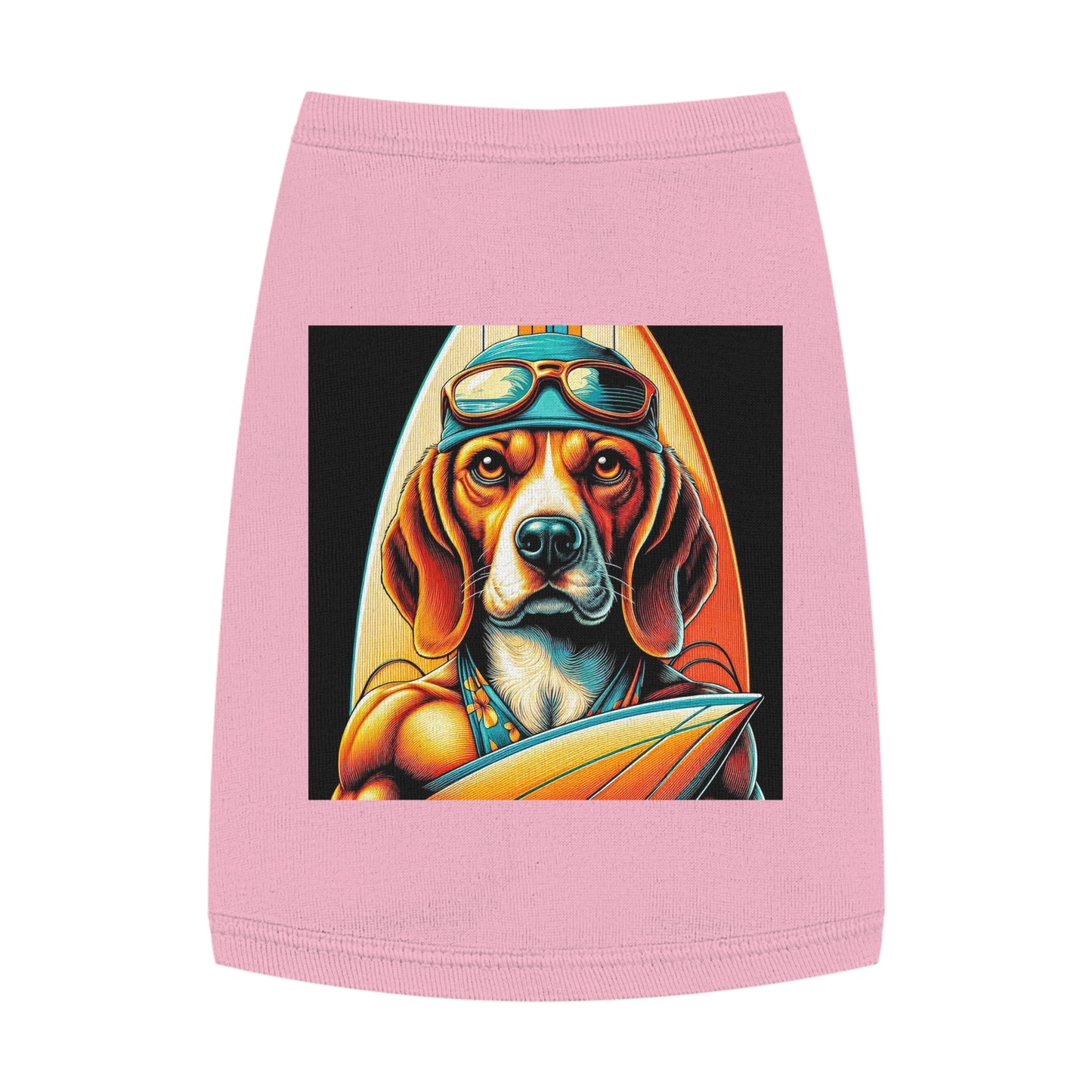 Pet Tank Top Beagle Surfer Dog Pets Printify M Pink