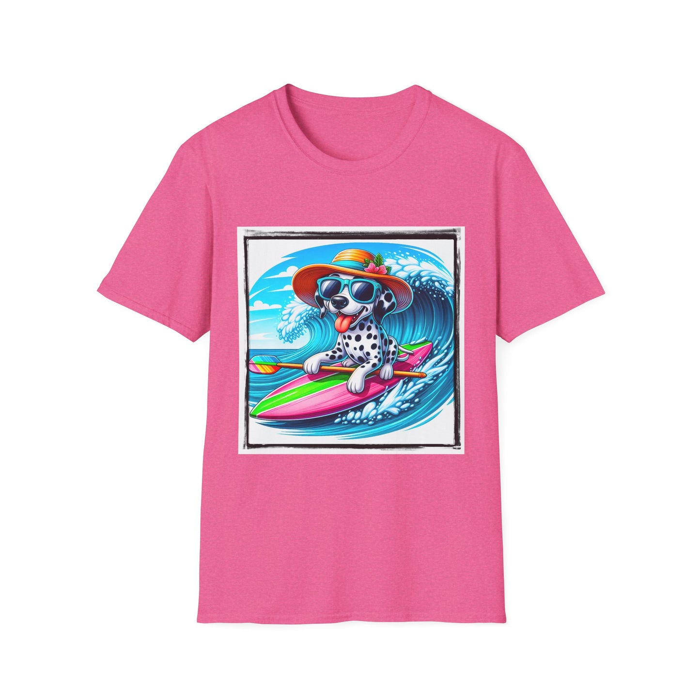Dalmatian beach day t shirt T-Shirt Printify S Heather Heliconia