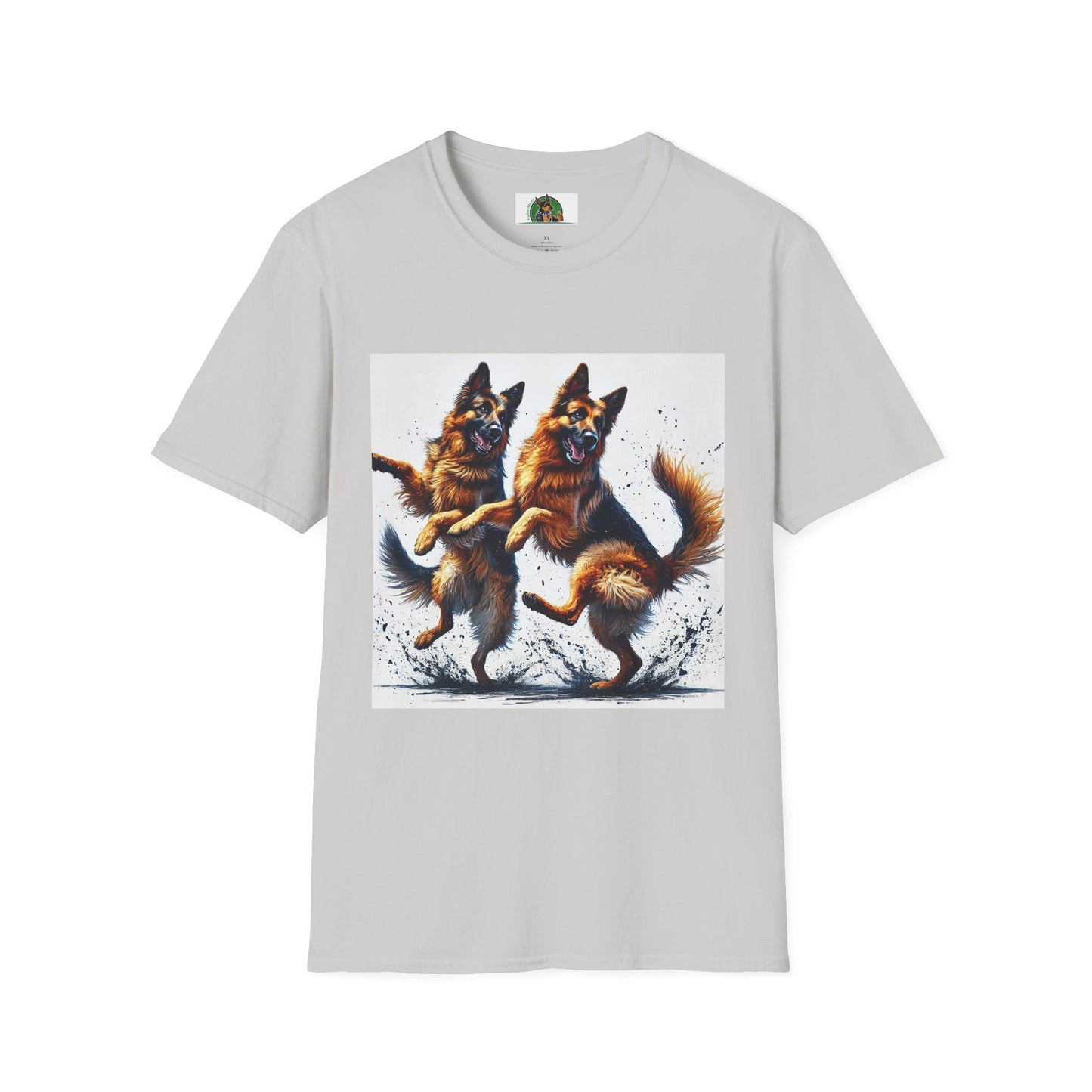 German Shepherd T-Shirt - Dancing Dog Design T-Shirt Printify S Ice Grey