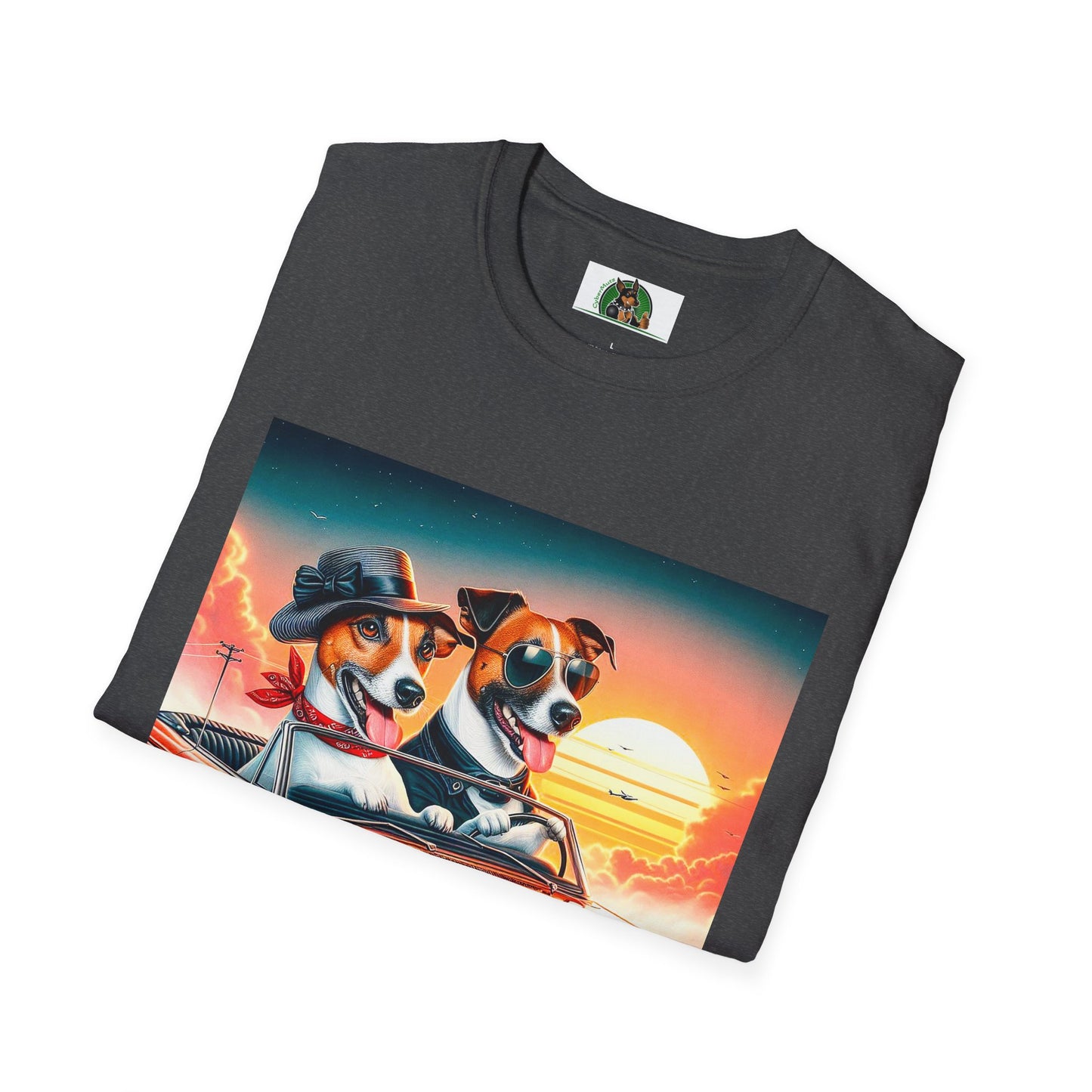 Wacky Jack Russell Couple In Car T-Shirt Printify