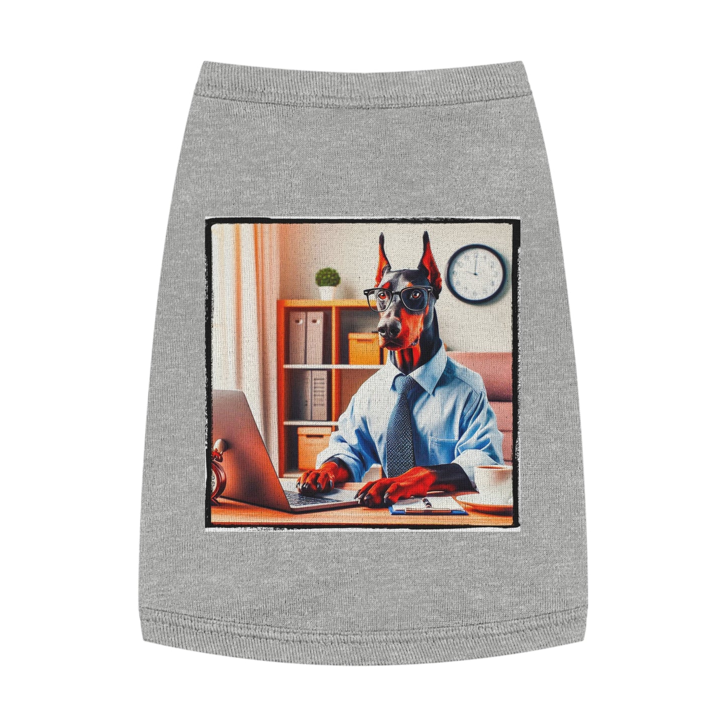 Pet Tank Top Doberman working man t shirt Pets Printify M Heather