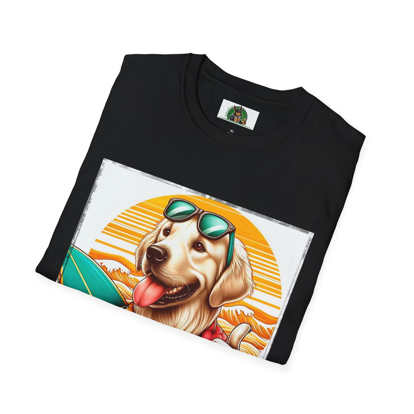 Golden Retriever surfer dog t shirt T-Shirt Printify