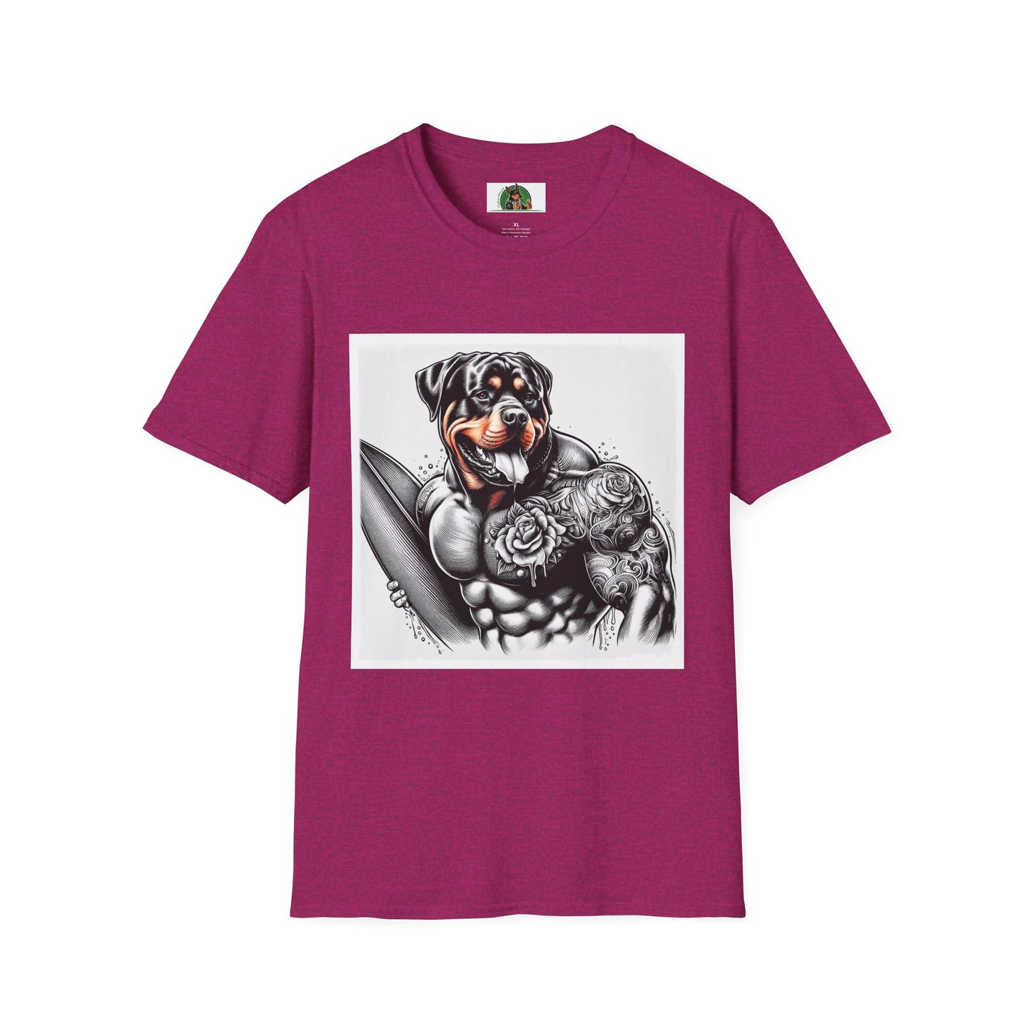 Rottweiler muscles surfer shirt T-Shirt Printify S Antique Heliconia