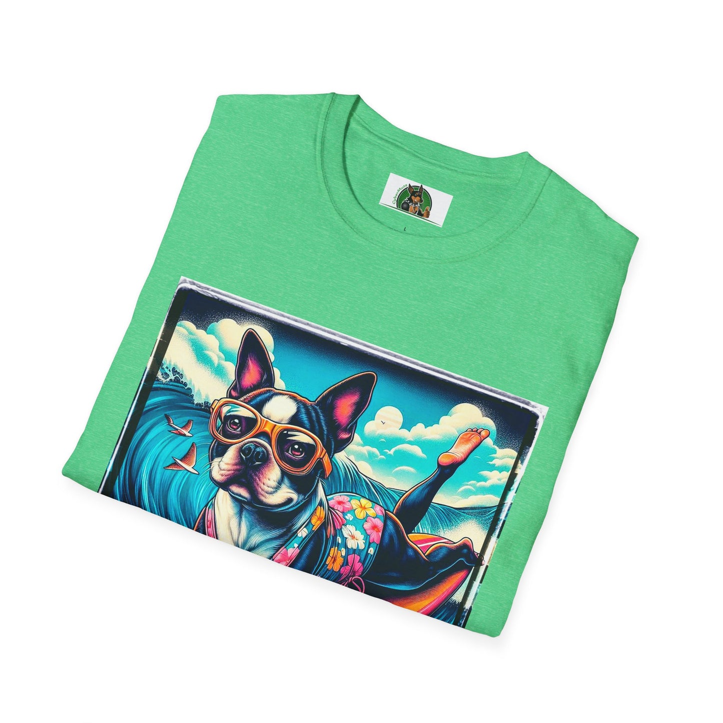 Boston Terrier Surfer Girl Shirt T-Shirt Printify