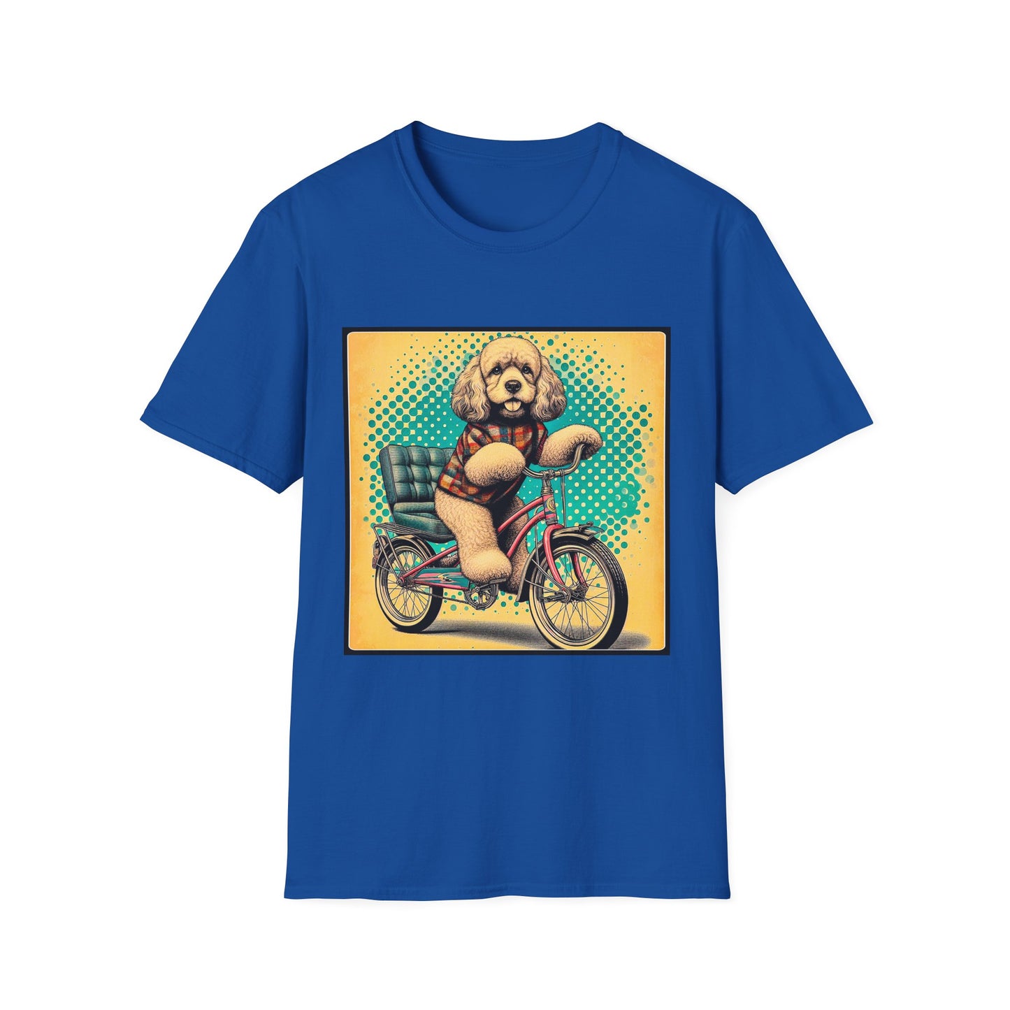 CockerPoo bike strolling t shirt T-Shirt Printify XS Royal