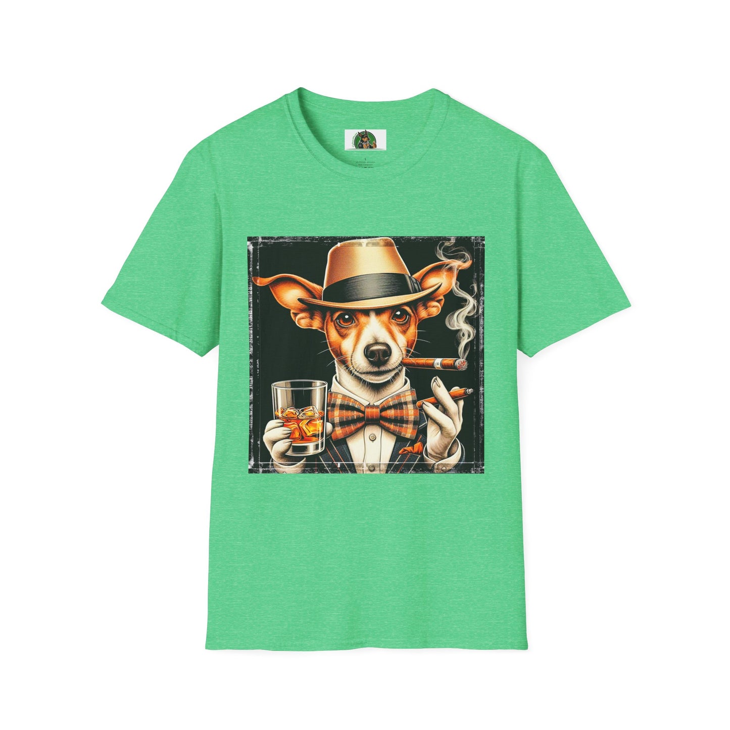 Rat Terrier T-Shirt cigars and whiskey T-Shirt Printify S Heather Irish Green