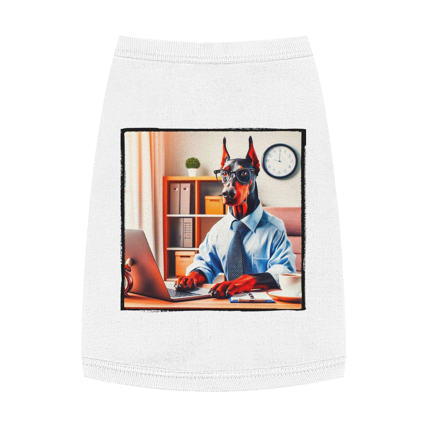 Pet Tank Top Doberman working man t shirt Pets Printify