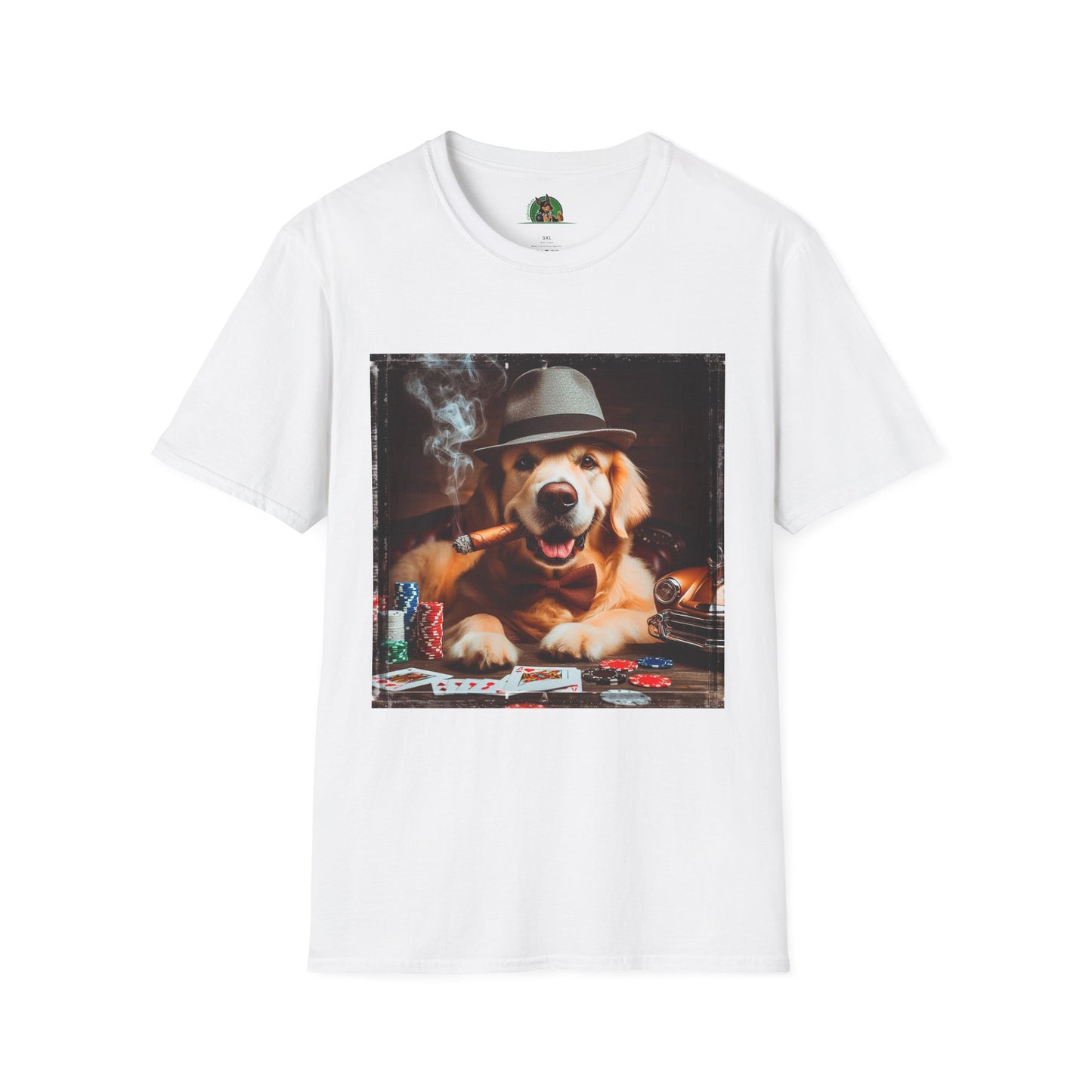 Golden Retriever cigars and smoking shirt T-Shirt Printify XS White