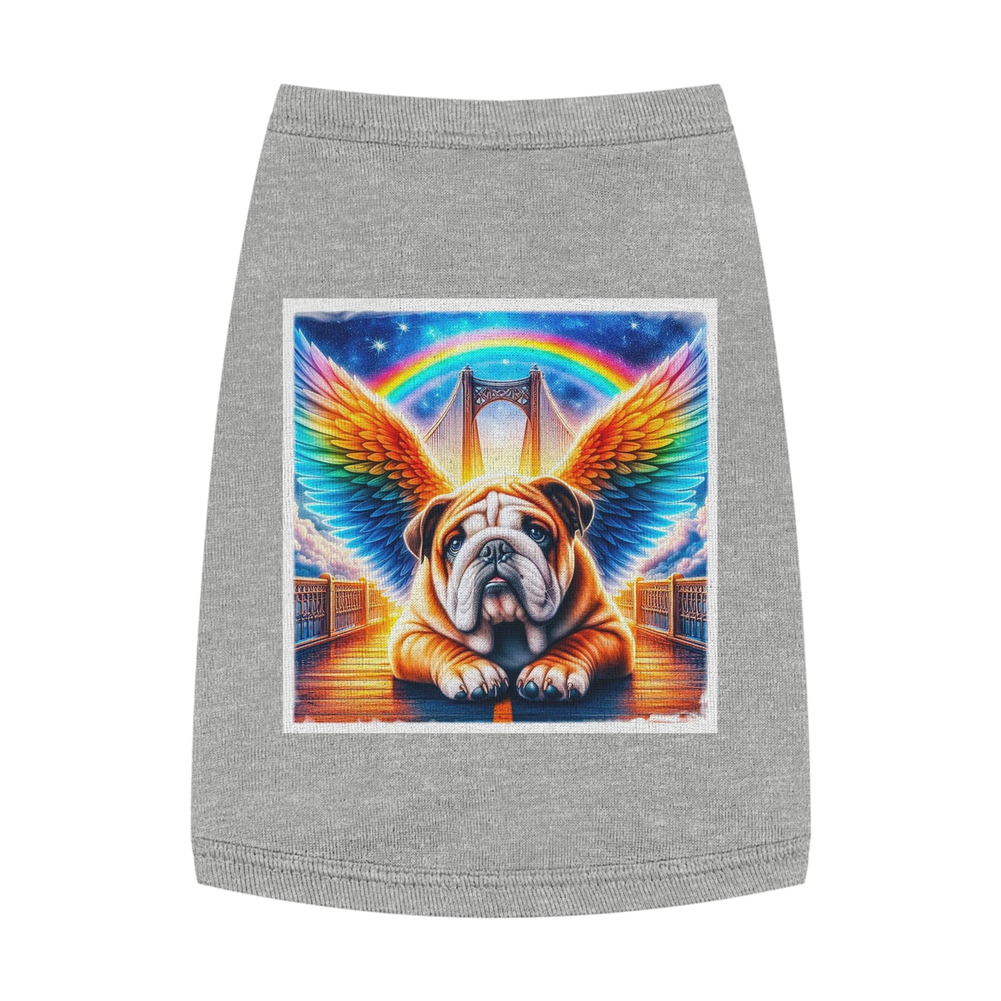 Pet Tank Top Bulldog rainbow bridge t shirt Pets Printify M Heather