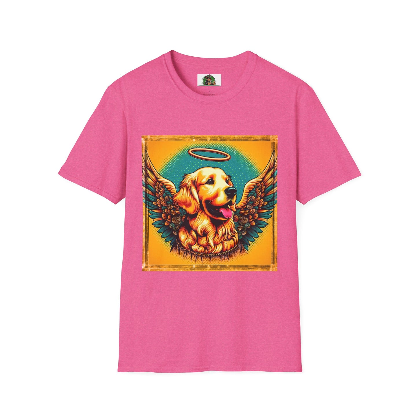 Golden Retriever glowing Angel t shirt T-Shirt Printify S Heather Heliconia