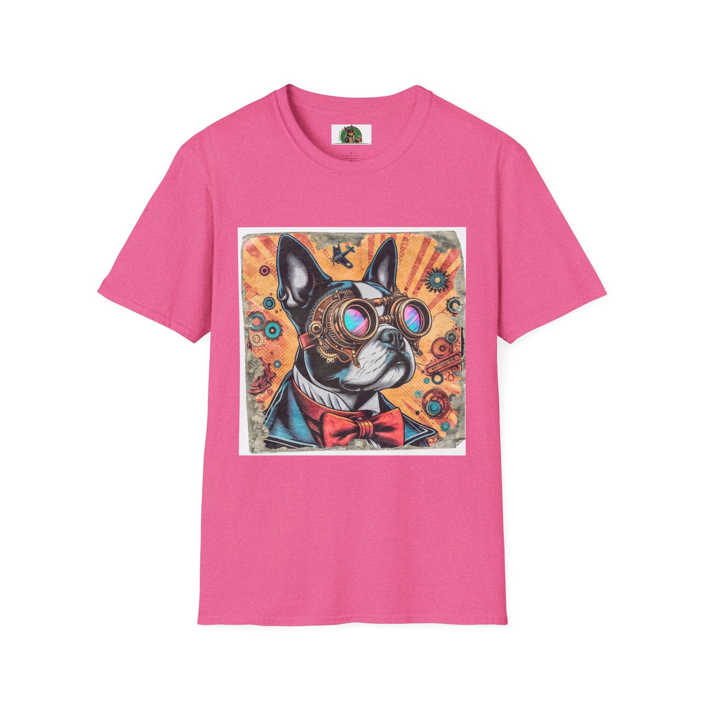 Steampunk Boston Terrier T-Shirt T-Shirt Printify S Heather Heliconia