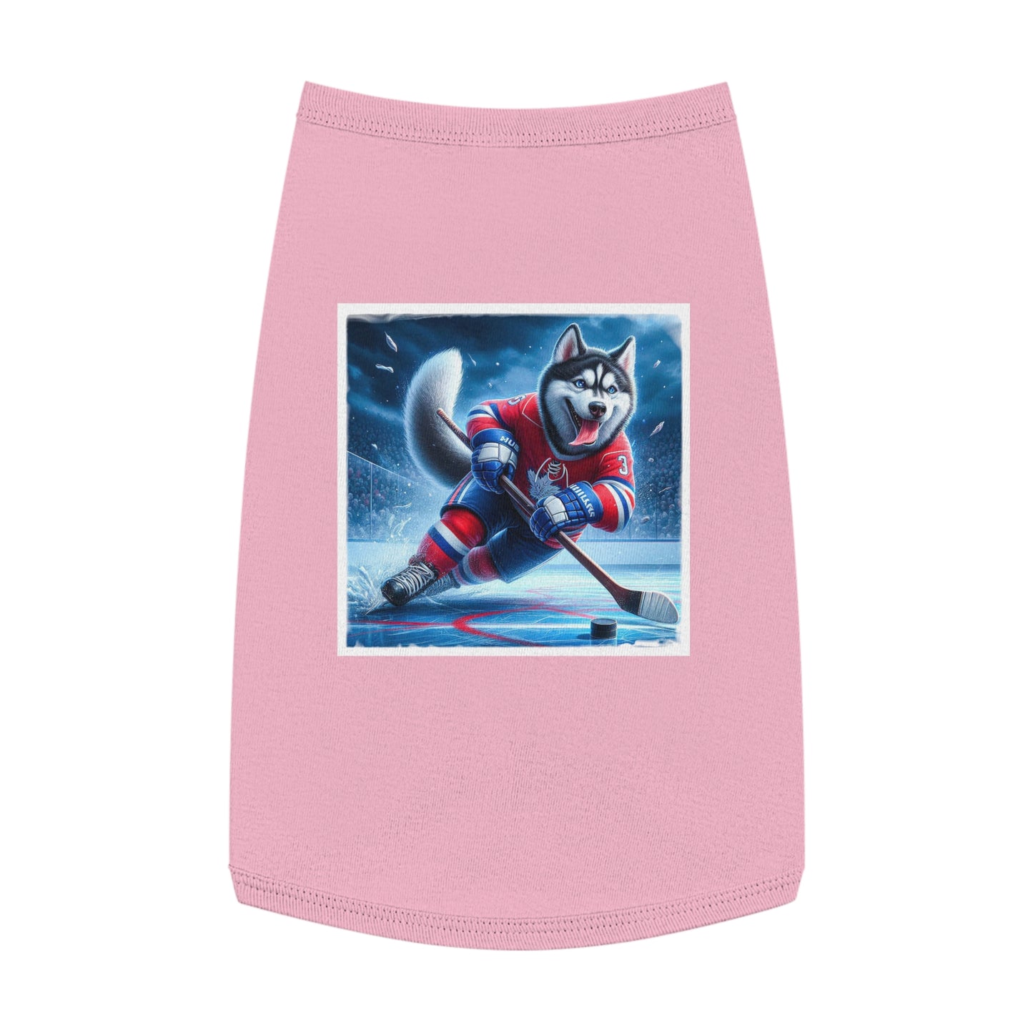 Pet Tank Top Husky hockey Pets Printify L Pink