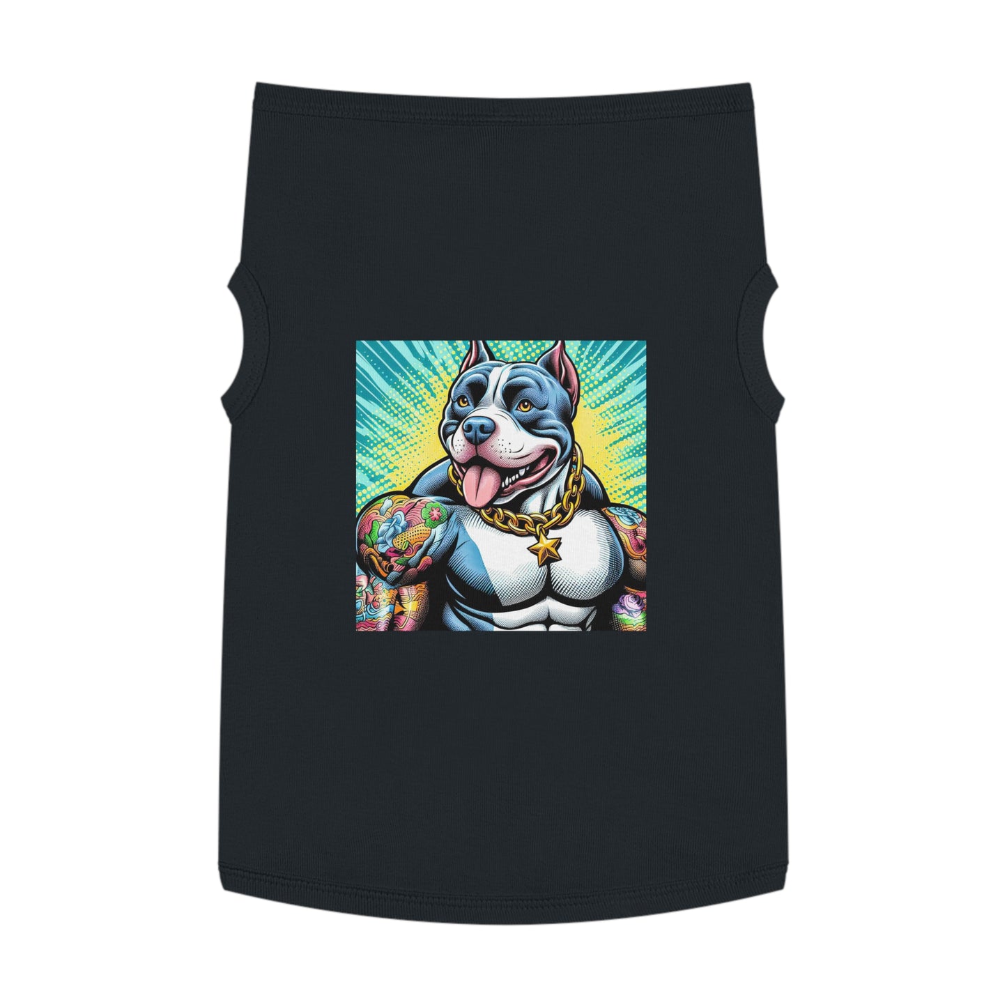 Pet Tank Top Pit Bull huge muscles shirt Pets Printify XL Black