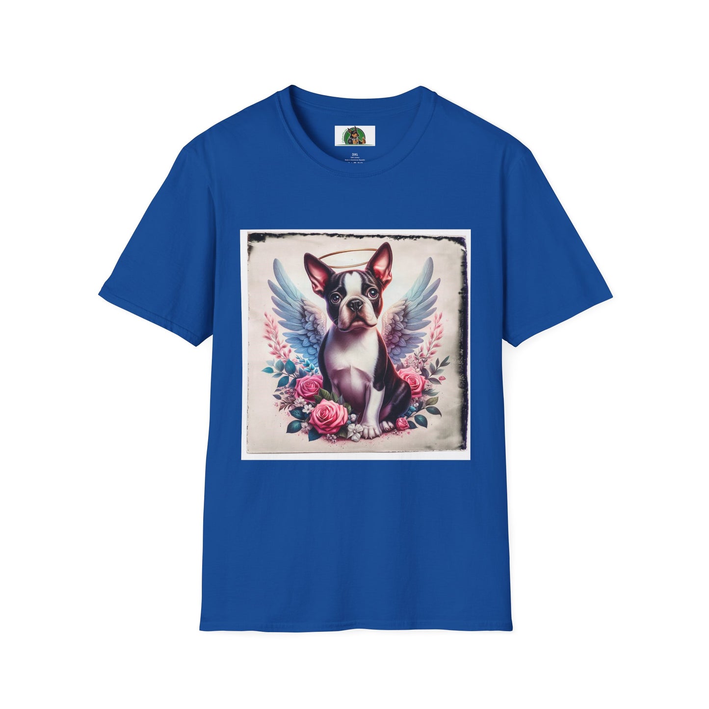 Boston Terrier Terrier Angel And Roses Tshirt T-Shirt Printify XS Royal