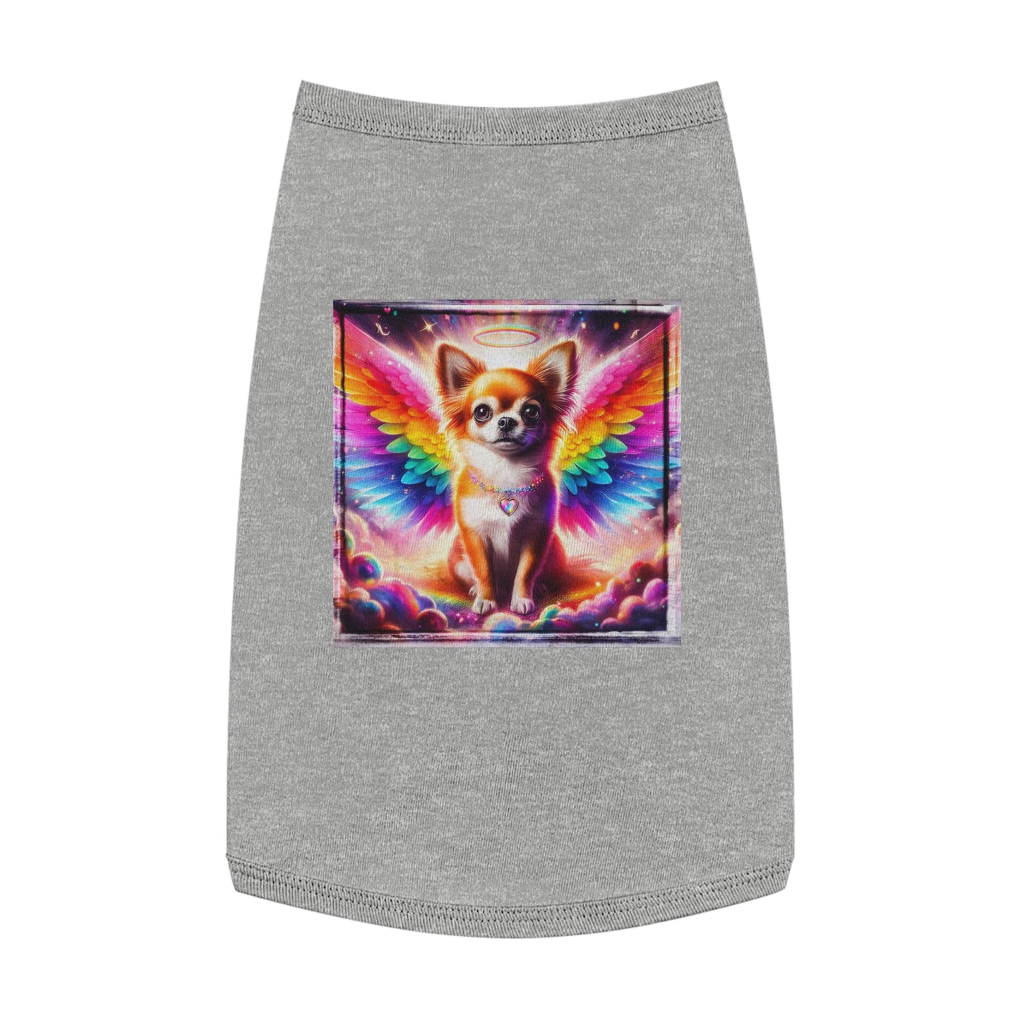 Pet Tank Top Chihuahua colorful wings t shirt Pets Printify L Heather