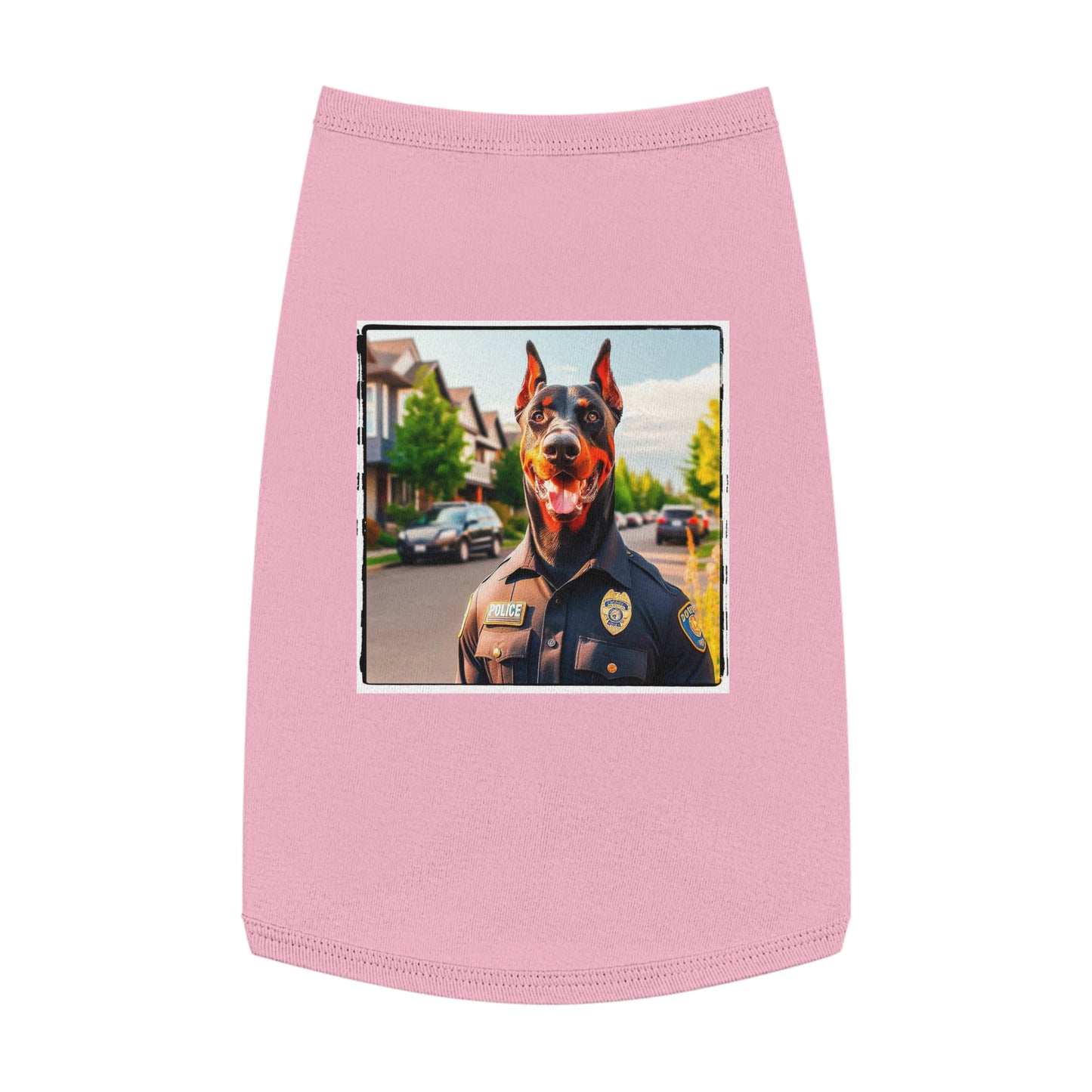 Pet Tank Top Doberman neighborhood police watch t shirt Pets Printify L Pink
