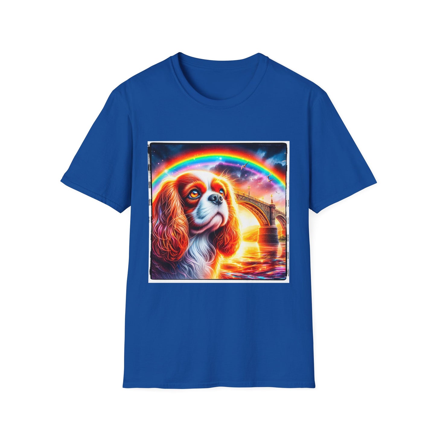 Cavalier King Charles Spaniel Rainbow Bridge TShirt T-Shirt Printify XS Royal