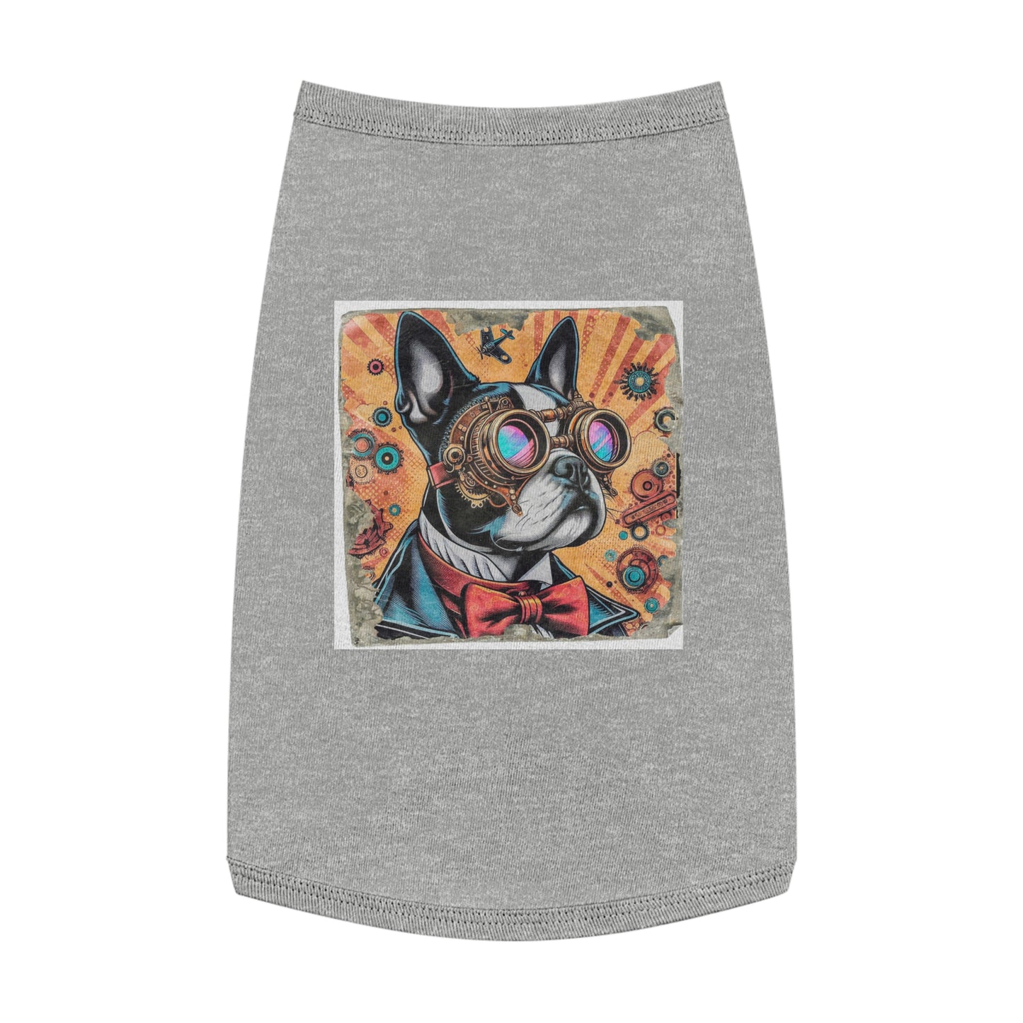 Pet Tank Top Boston Terrier Steampunk Dog Pets Printify L Heather