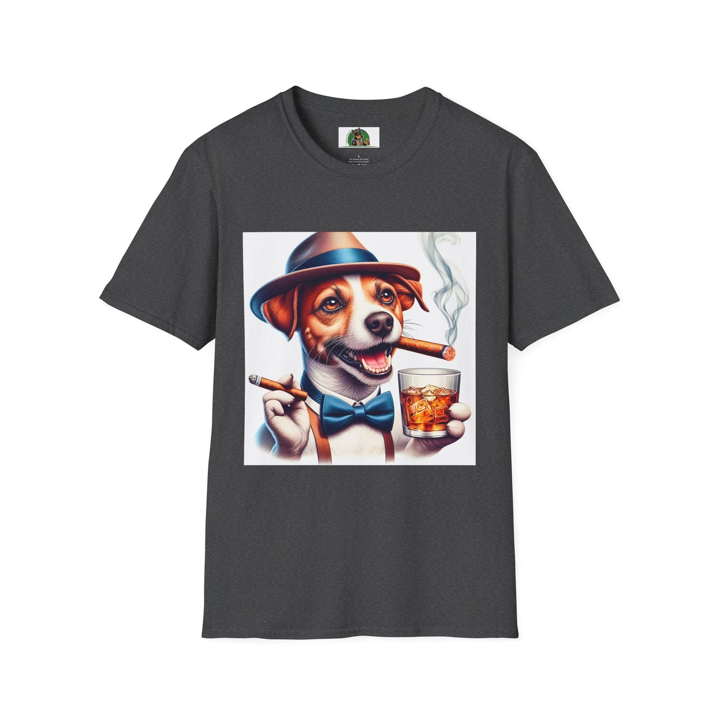 Jack Russell Stogey Whiskey T-Shirt Printify S Dark Heather