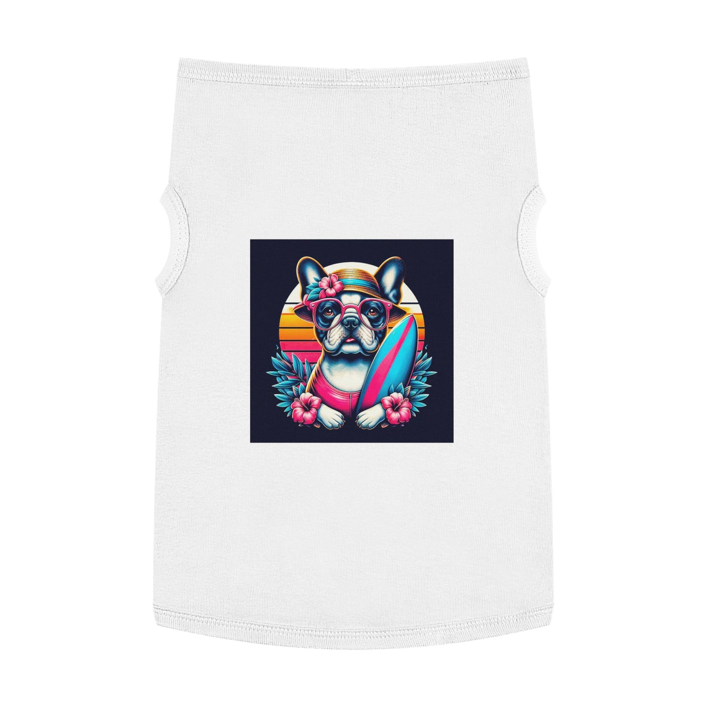 Pet Tank Top French Bulldog pretty flowers t shirt Pets Printify XL White