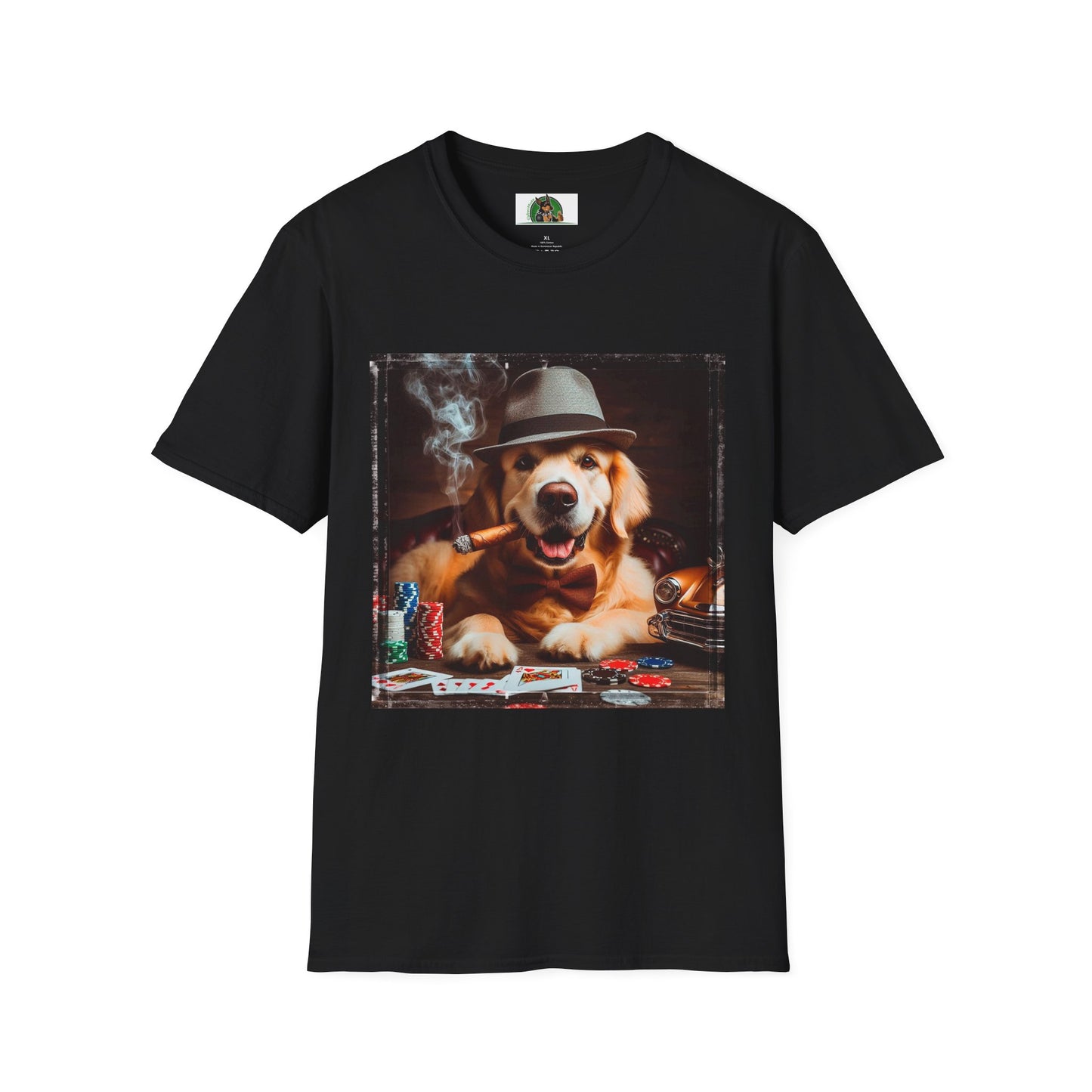 Golden Retriever cigars and smoking shirt T-Shirt Printify XS Black