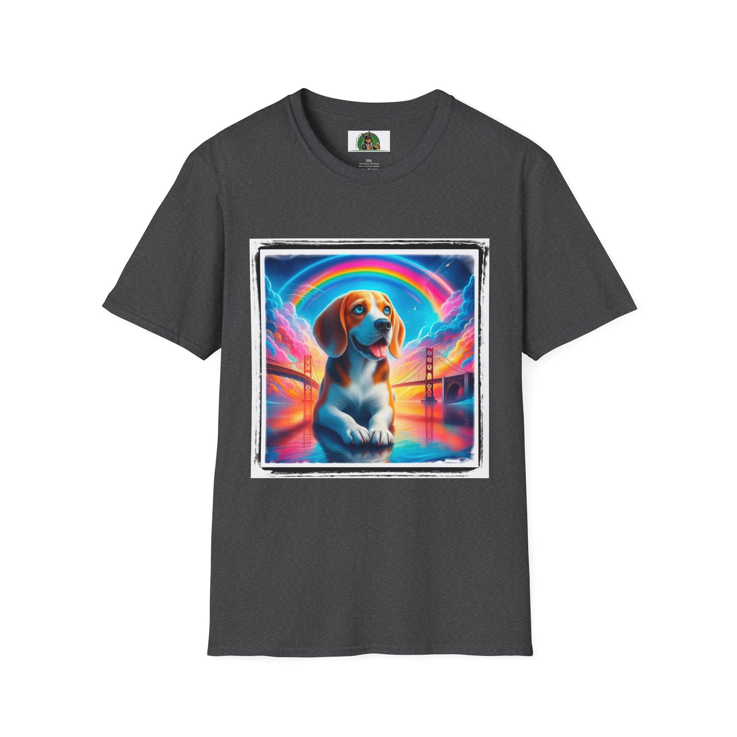 Beagle Rainbow Bridge T-Shirt Printify XS Dark Heather