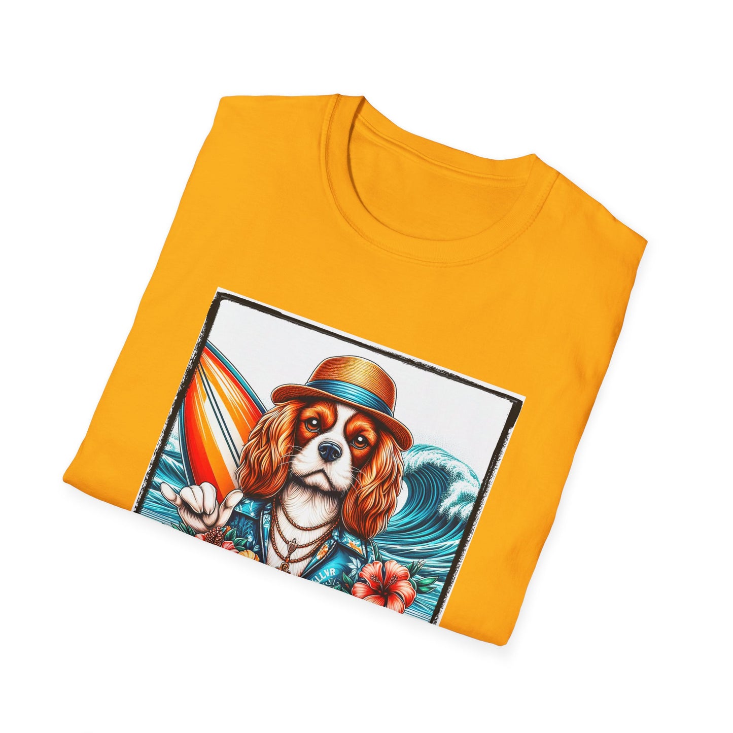 Cavalier King Charles Spaniel Hang Ten Surfer Dog TShirt
