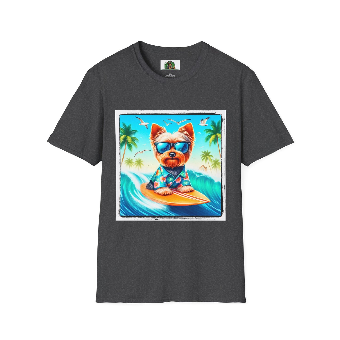 Yorkie blue waves shirt T-Shirt Printify XS Dark Heather