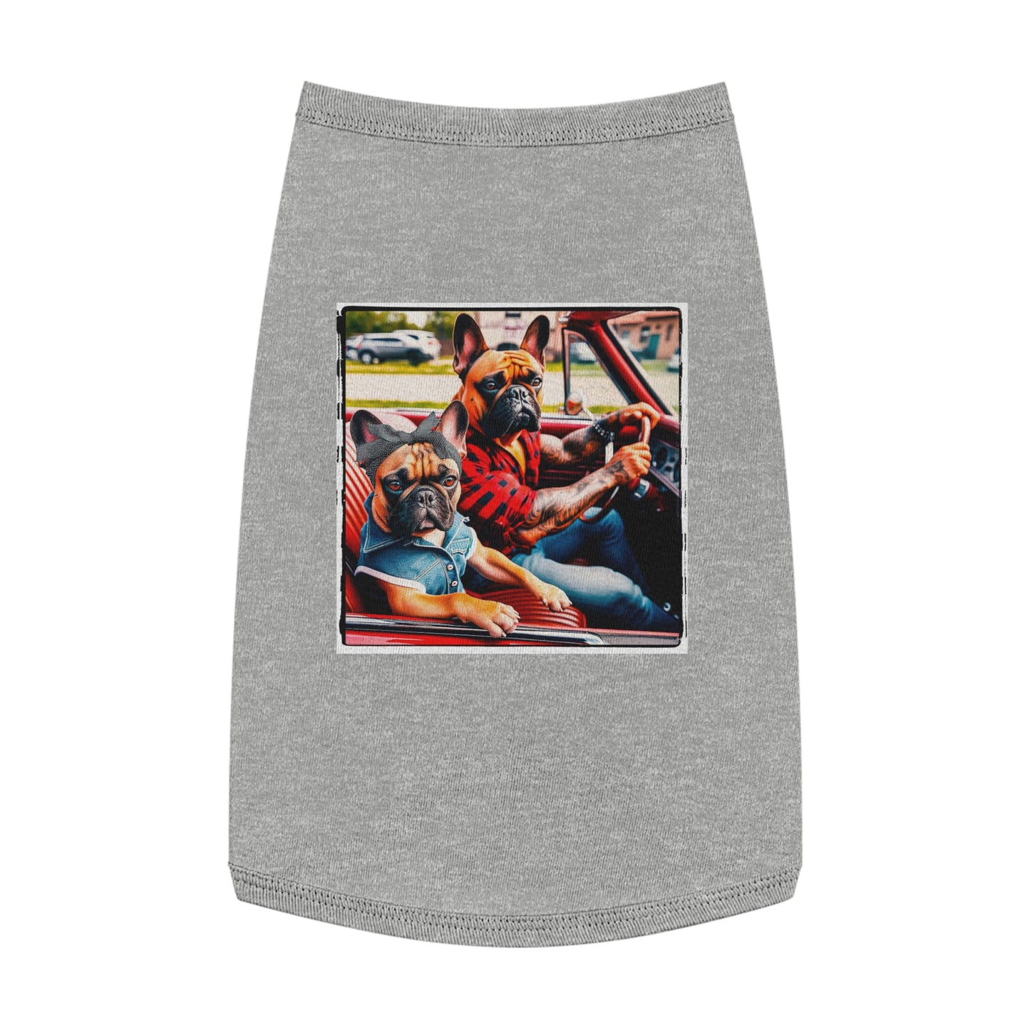 Pet Tank Top French Bulldog family driving t shirt Pets Printify L Heather