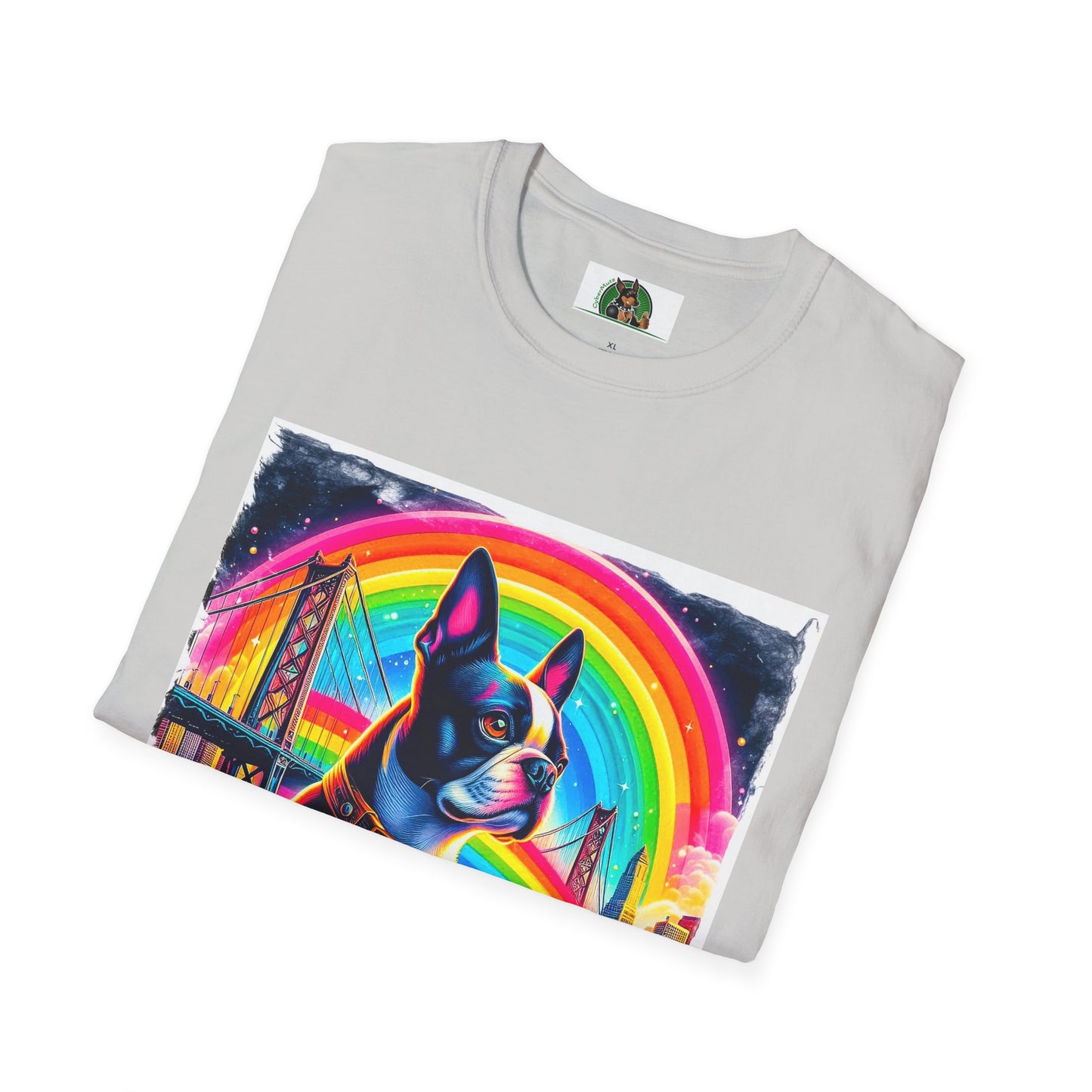 Boston Terrier Rainbow Bridge Dog At Beach T-Shirt Printify