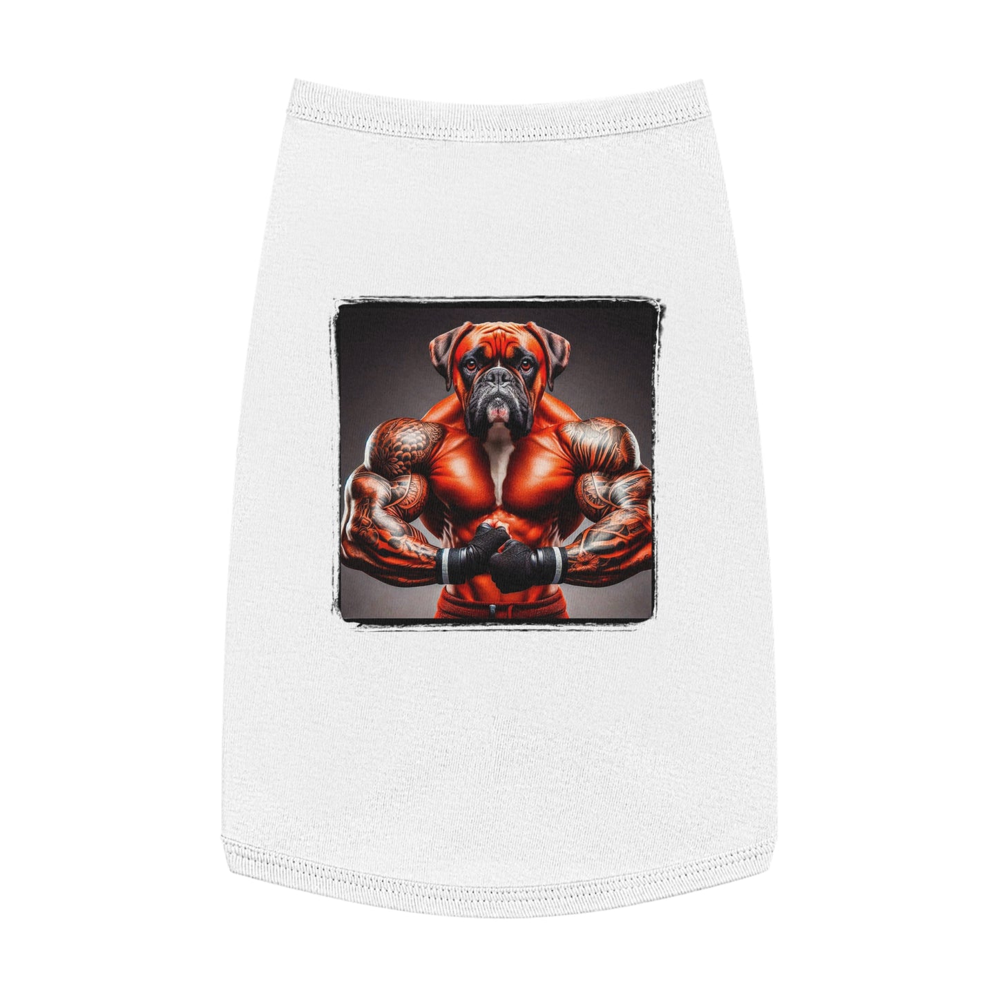 Pet Tank Top Boxer Pets Printify L White