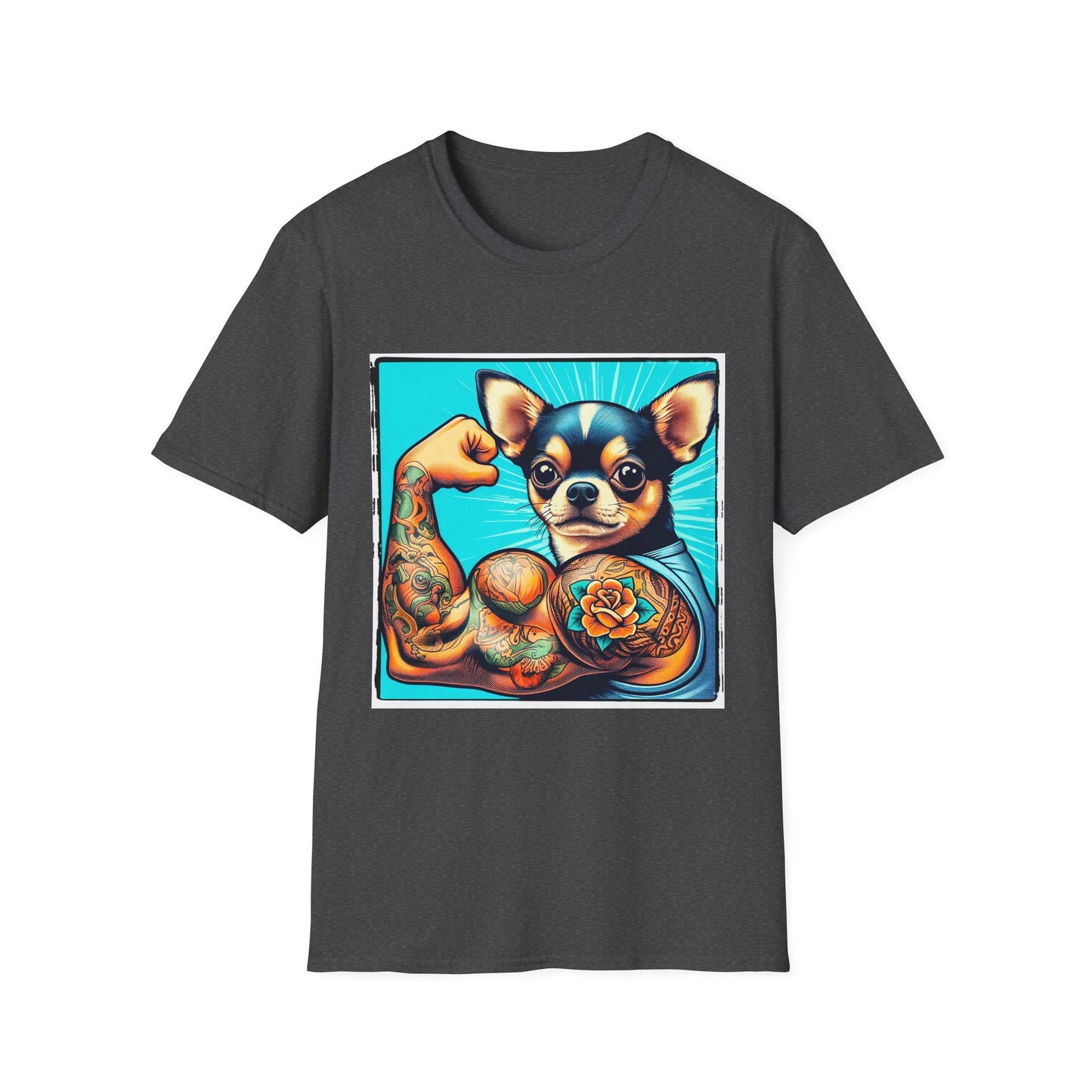 Chihuahua gym rat t shirt T-Shirt Printify XS Dark Heather