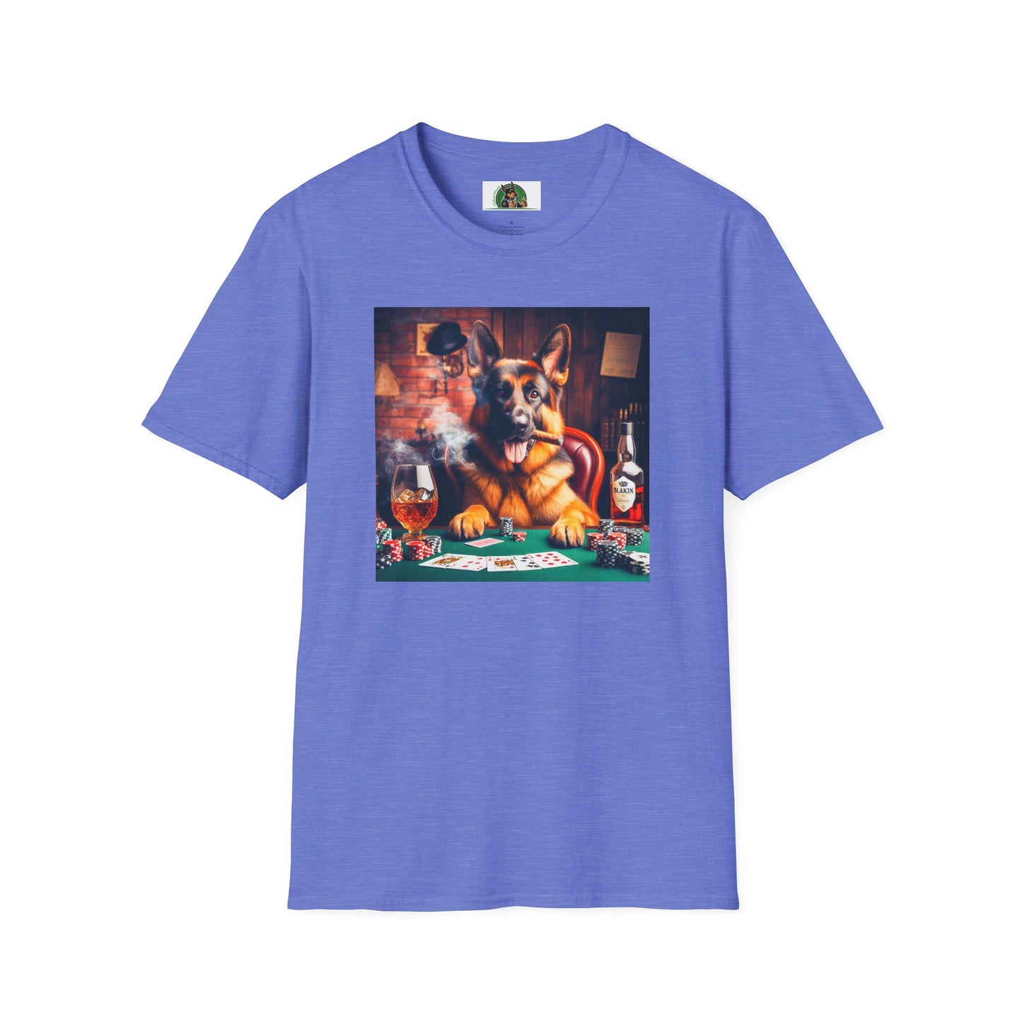 German Shepherd smoking a cigar shirt T-Shirt Printify Heather Royal S
