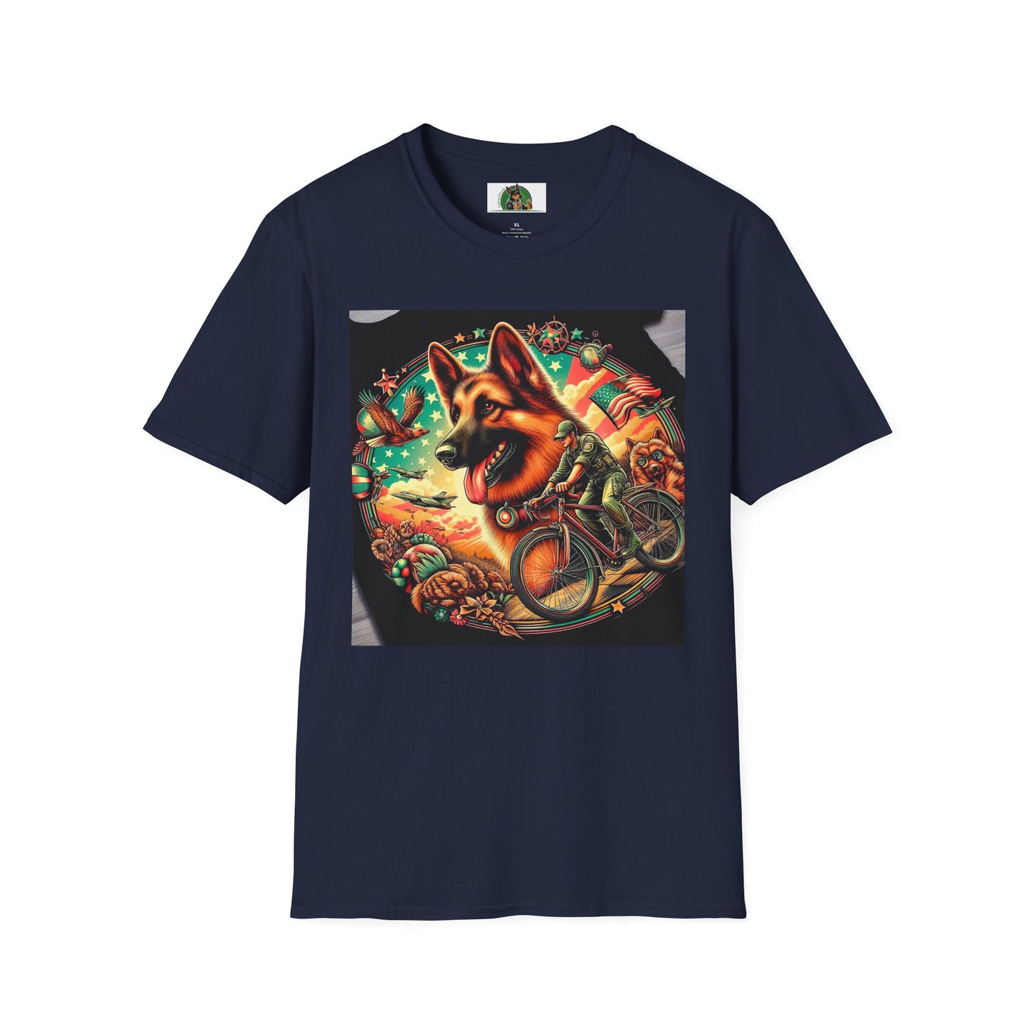 German Shepherd happy boy T-Shirt Printify Navy S