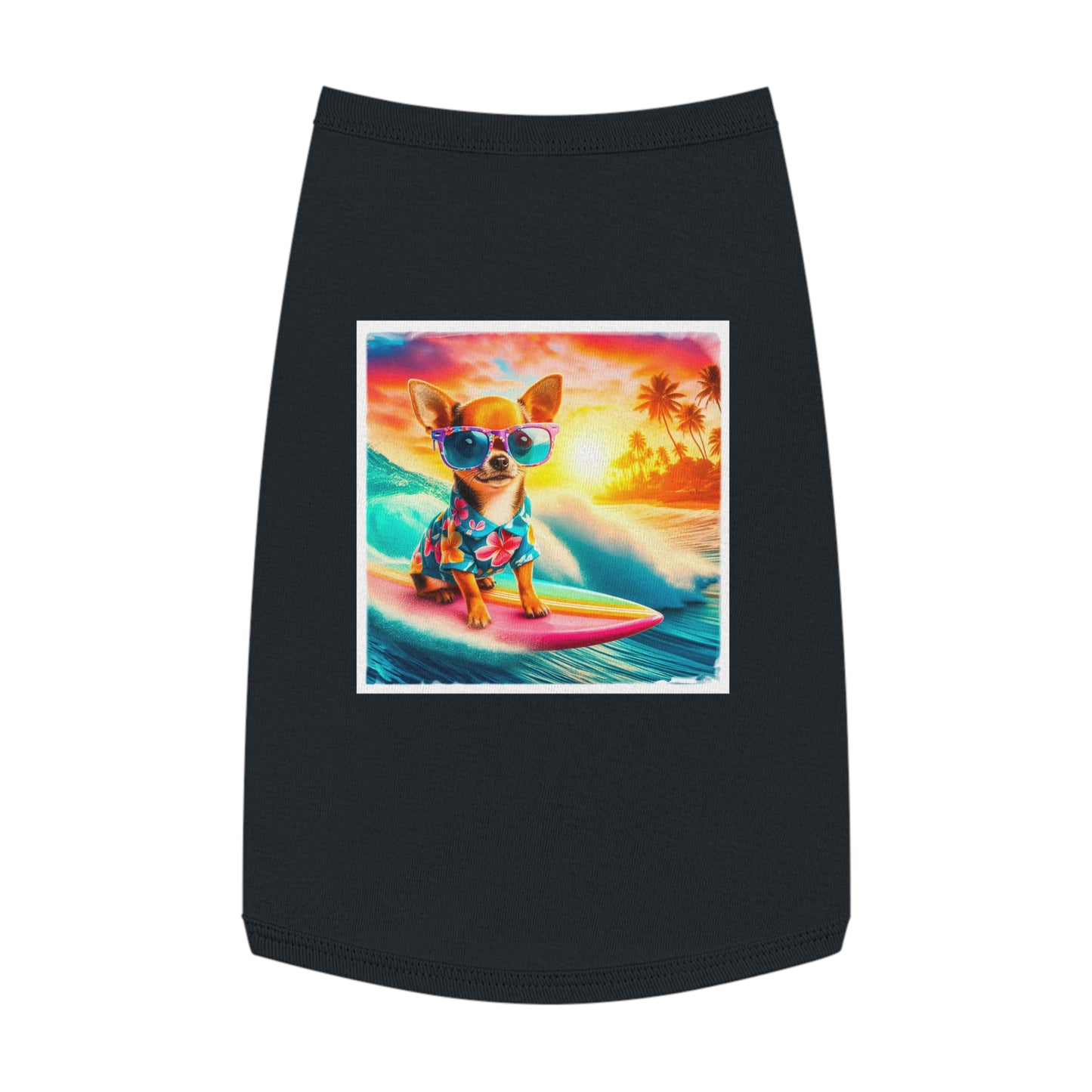 Pet Tank Top Chihuahua colorful waves t shirt Pets Printify