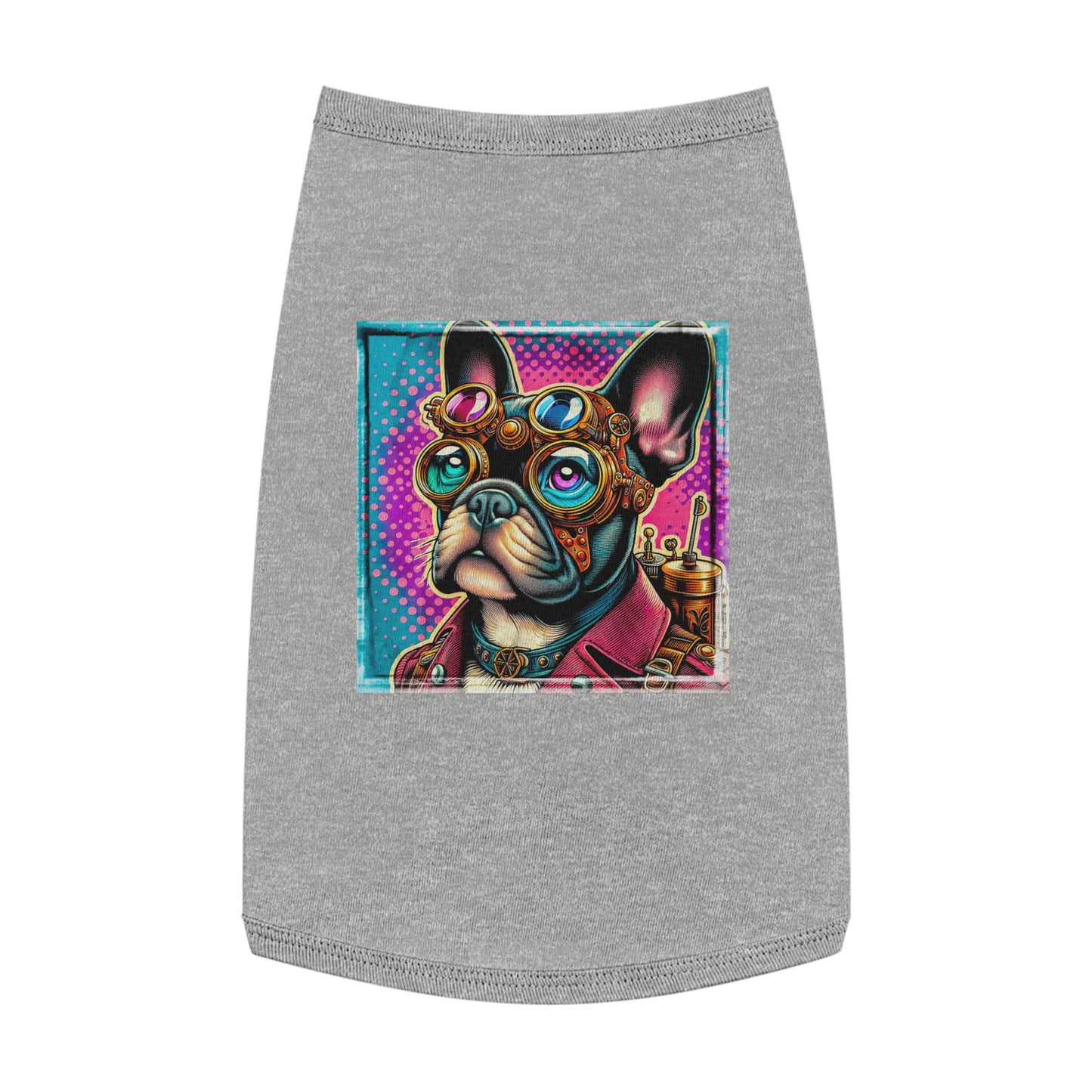 Pet Tank Top French Bulldog colorful steampunk t shirt Pets Printify L Heather