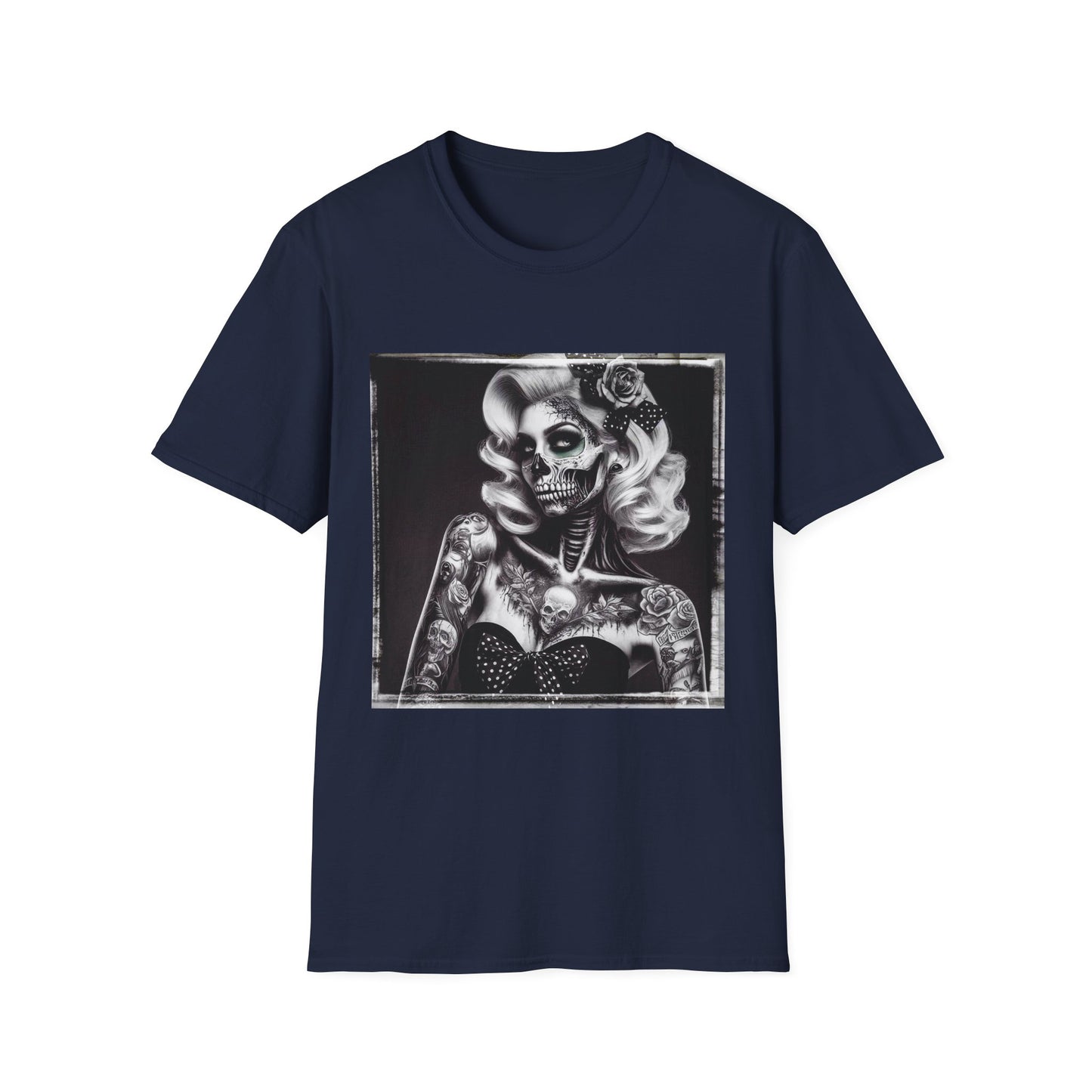 Zombie pin up shirt T-Shirt Printify S Navy