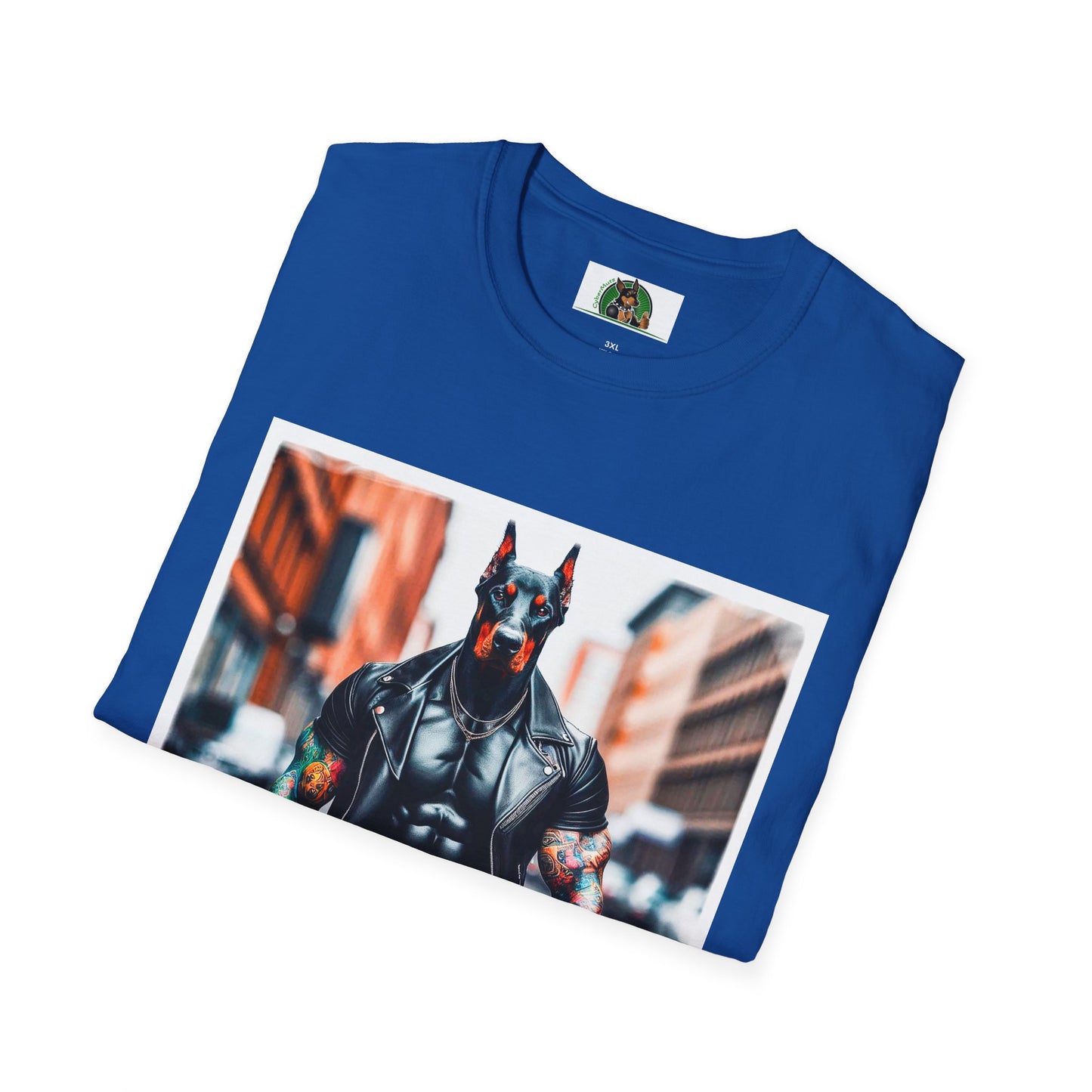 Doberman men in black t shirt T-Shirt Printify