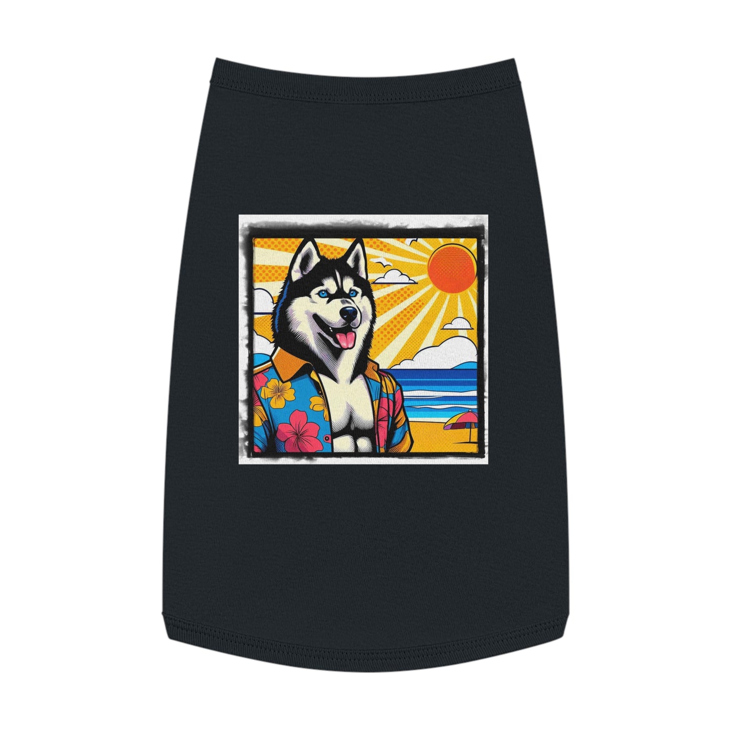 Pet Tank Top Husky beach day Pets Printify L Black