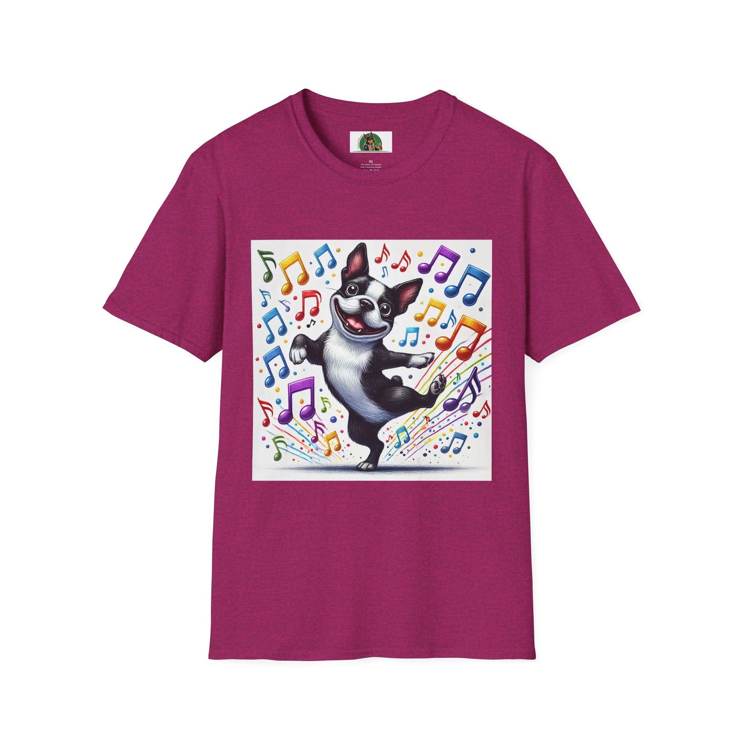 Boston Terrier Dancing Dog T-Shirt T-Shirt Printify S Antique Heliconia